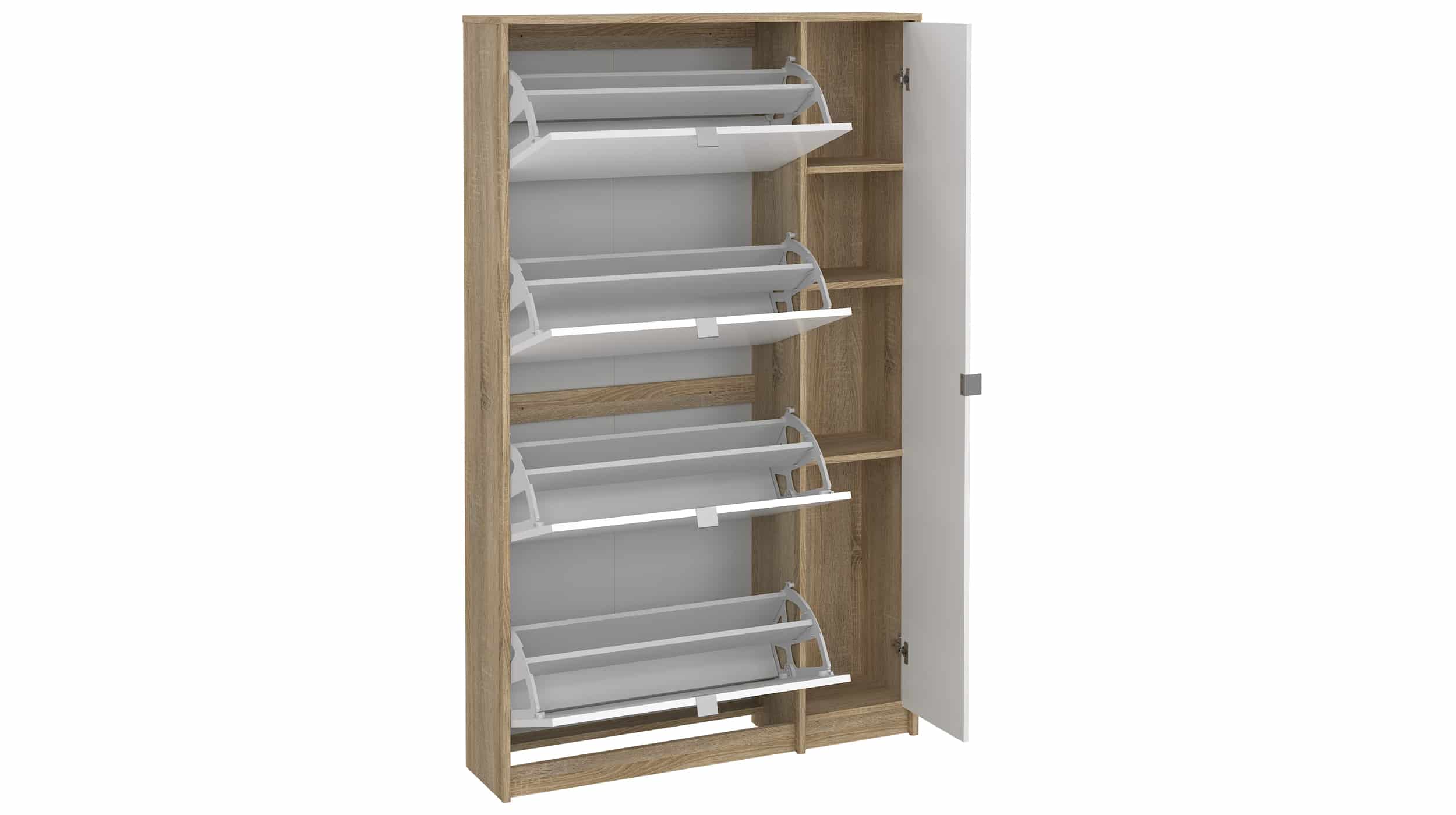 Schuhschrank weiß hochglanz - Eiche 99 x 162 cm - SHOES