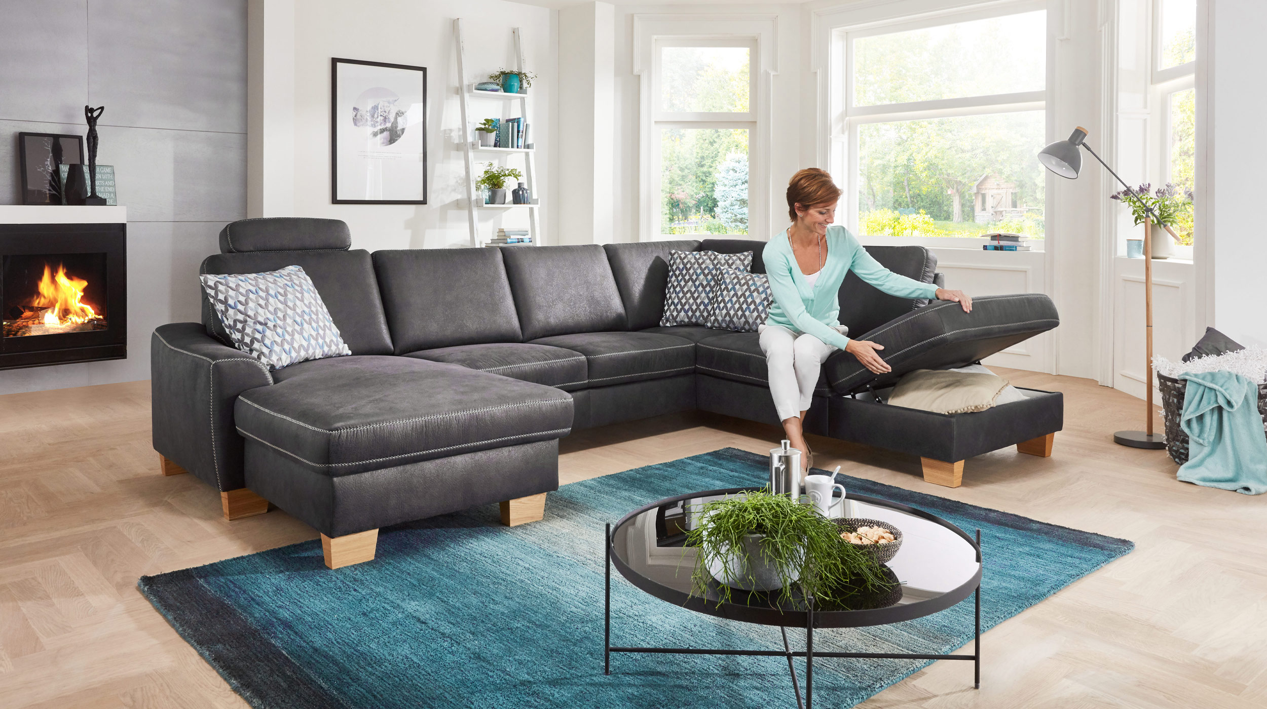 Couchliebe® Wohnlandschaft planbar - anthrazit - Premium Version - STICK