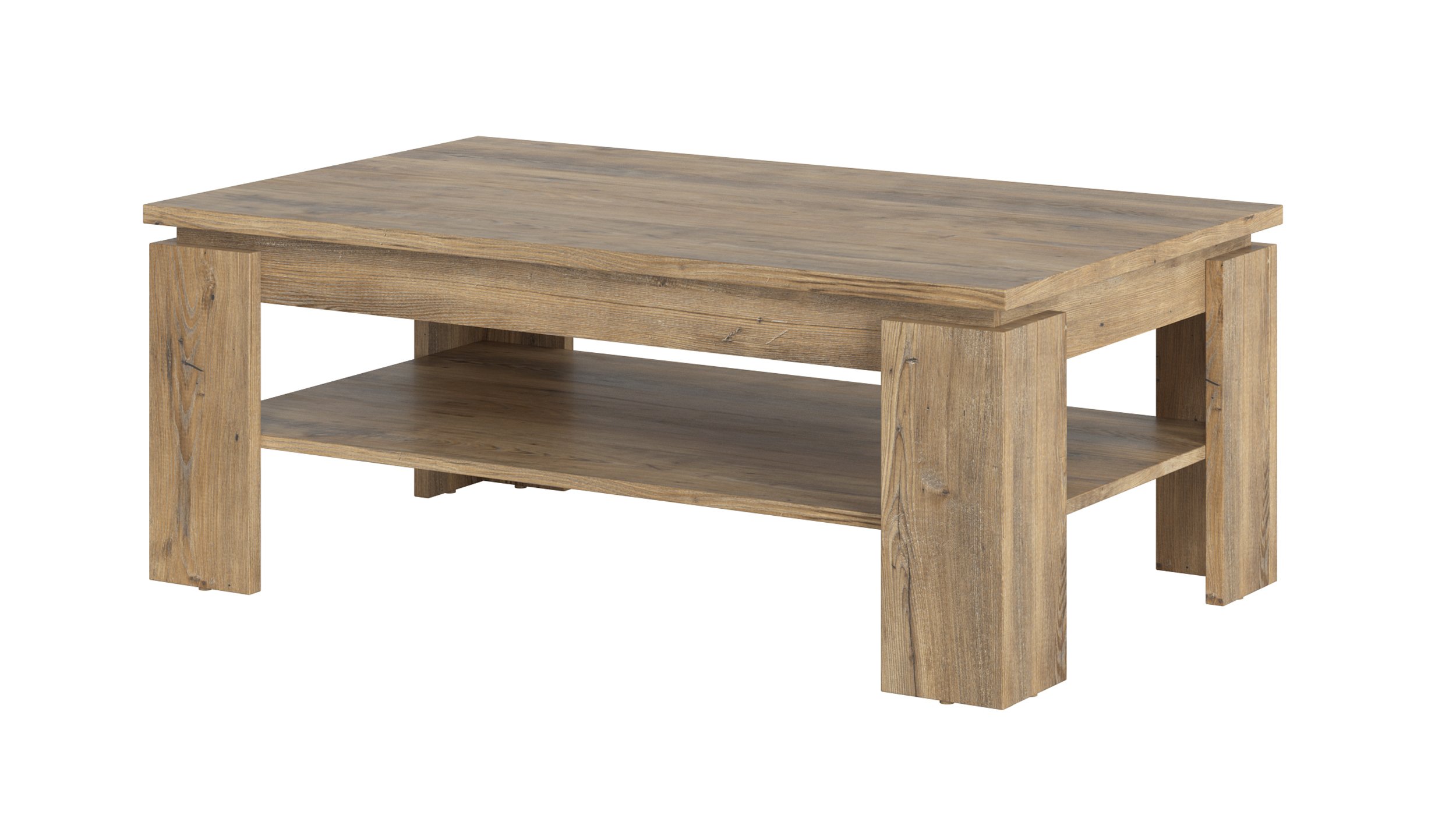 Couchtisch Kastanie Breslau 110 x 67 cm 2 Ablagen - RAPALLO Couchtisch Kastanie Breslau 110 x 67 cm 2 Ablagen - RAPALLO