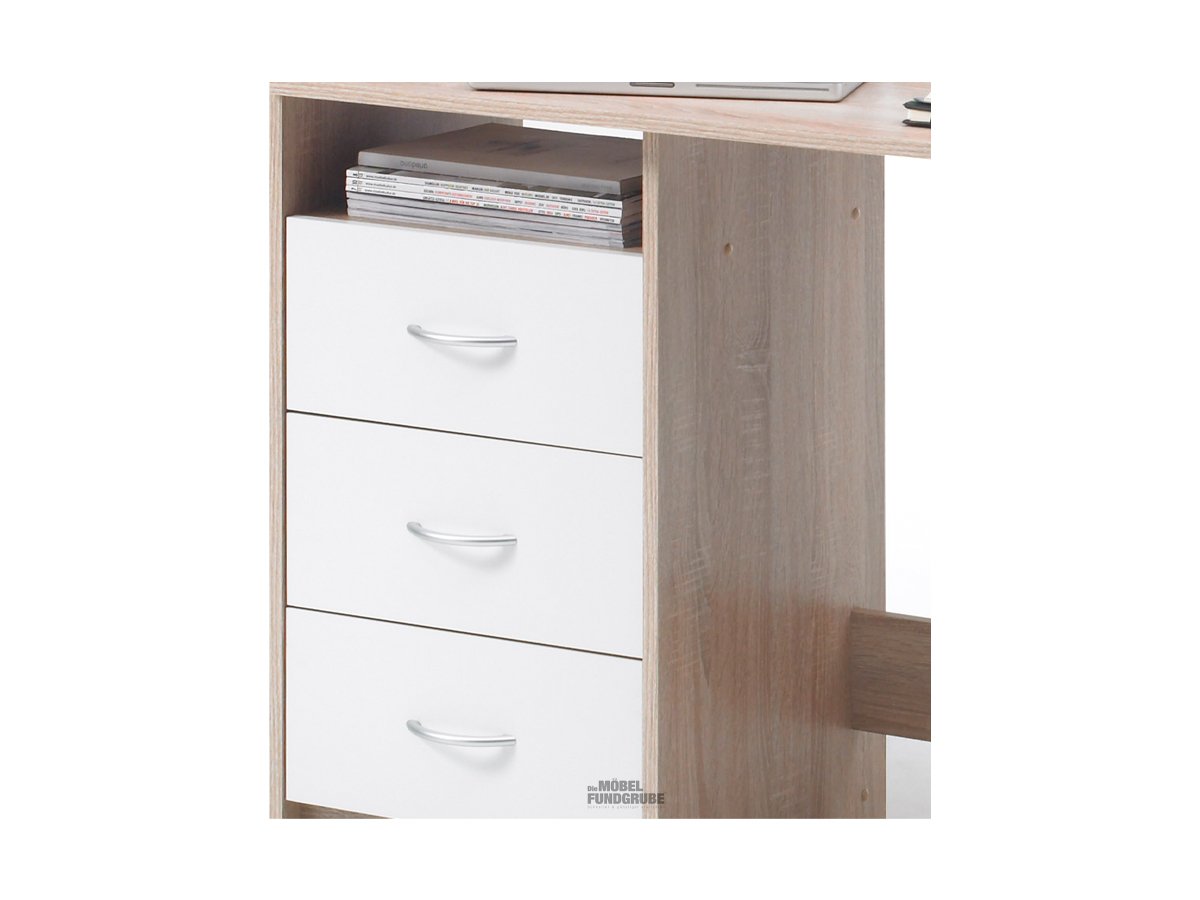 Computerschreibtisch Sonoma Eiche - weiß 120 cm - ADRIA