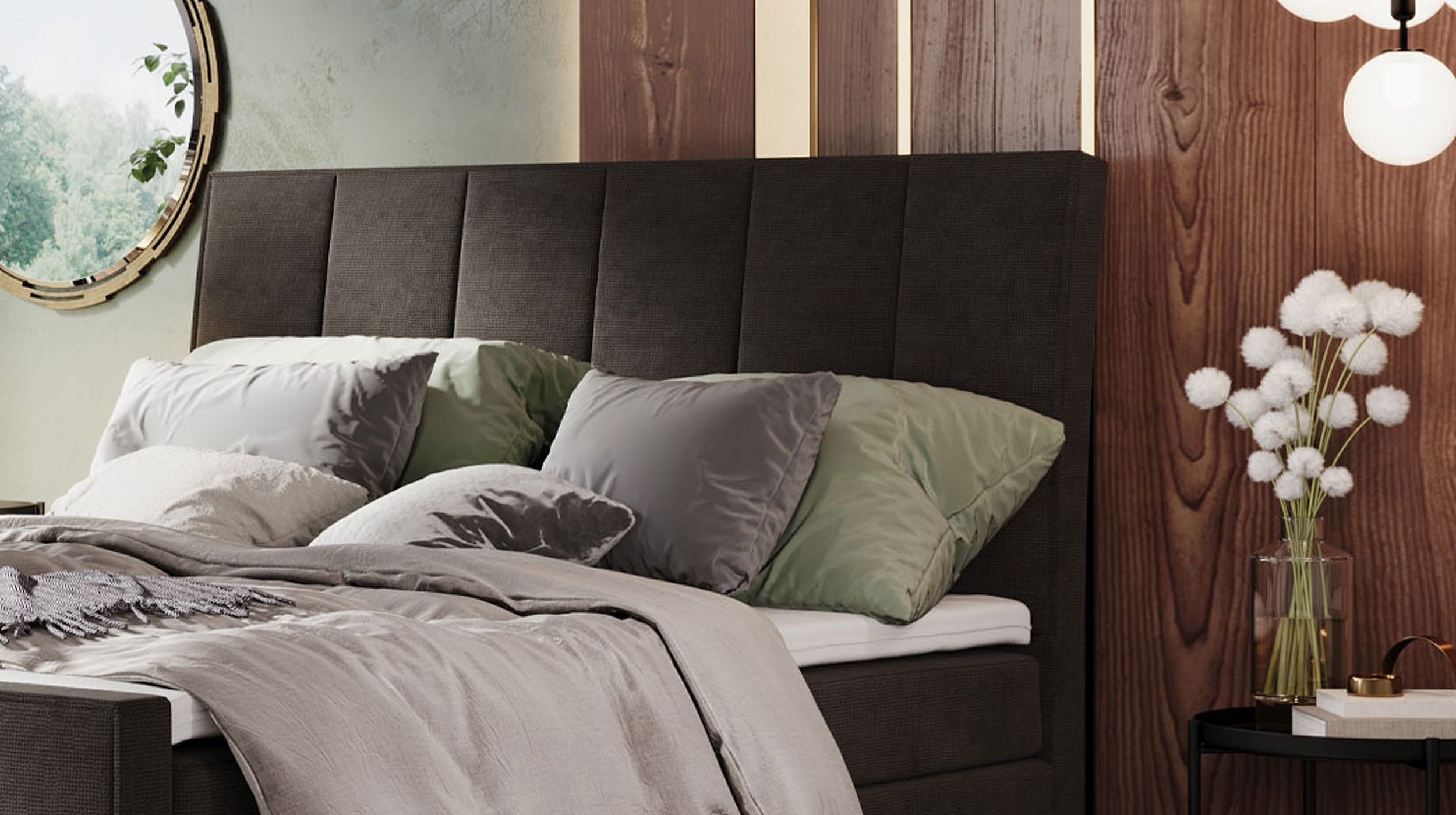 Boxspringbett 180 x 200 cm - Bettkasten anthrazit - VERTICAL 