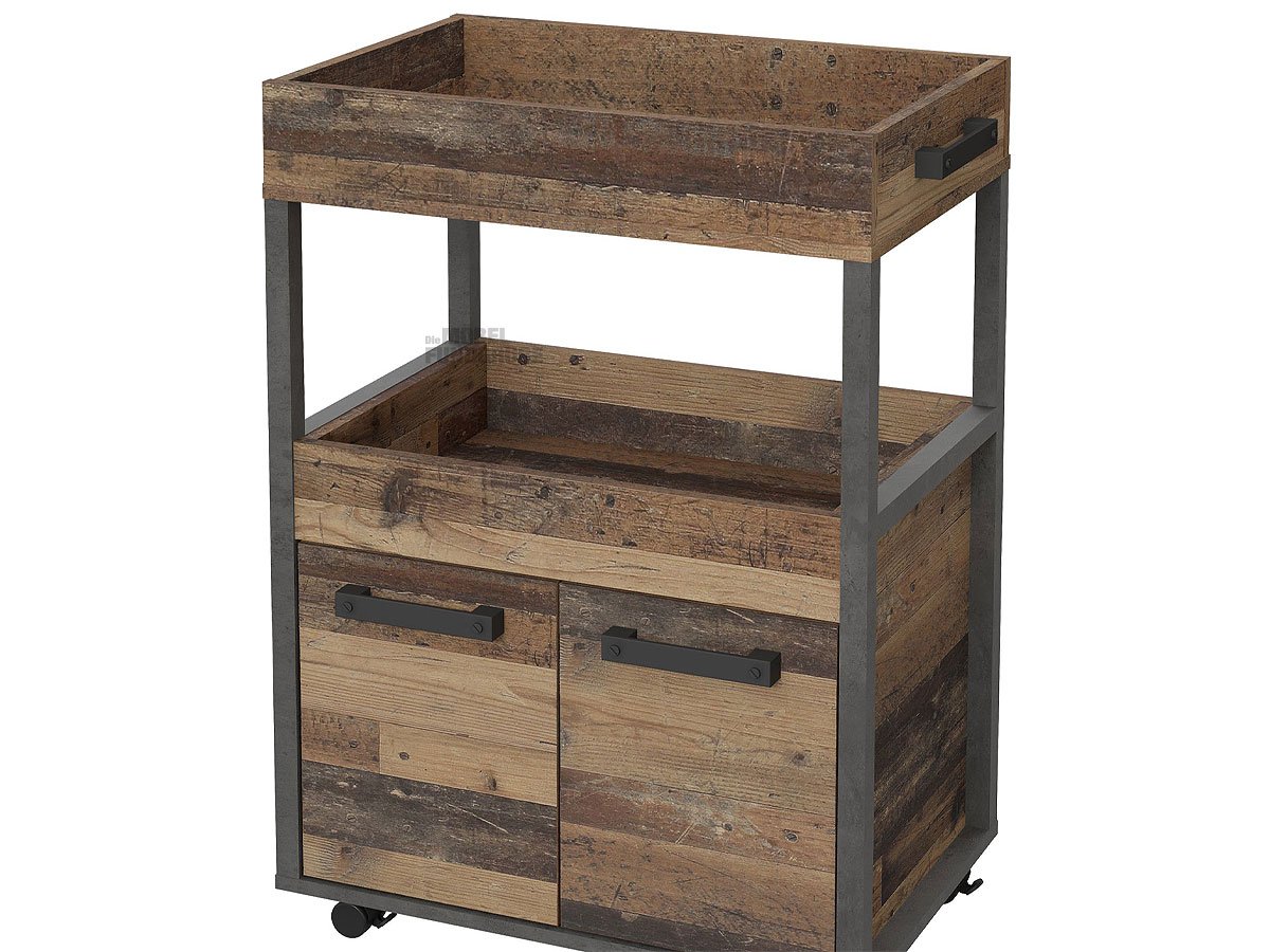 Bartisch Barwagen Old Wood - grau 60 cm - HOME BAR