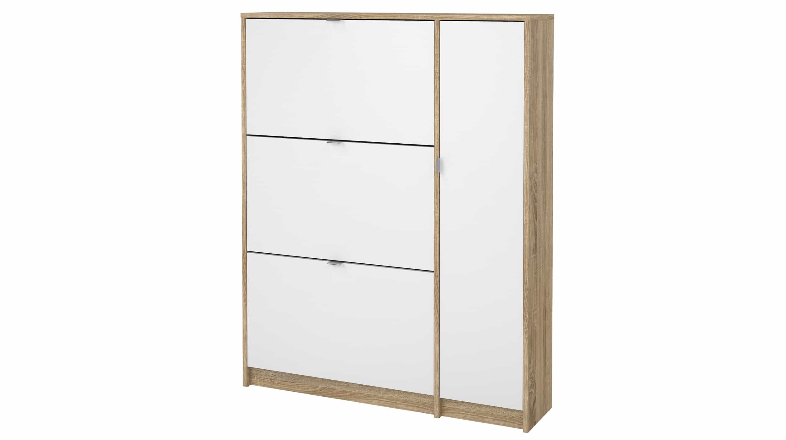 Schuhschrank weiß hochglanz - Eiche 99 x 124 cm - SHOES Schuhschrank weiß hochglanz - Eiche 99 x 124 cm - SHOES