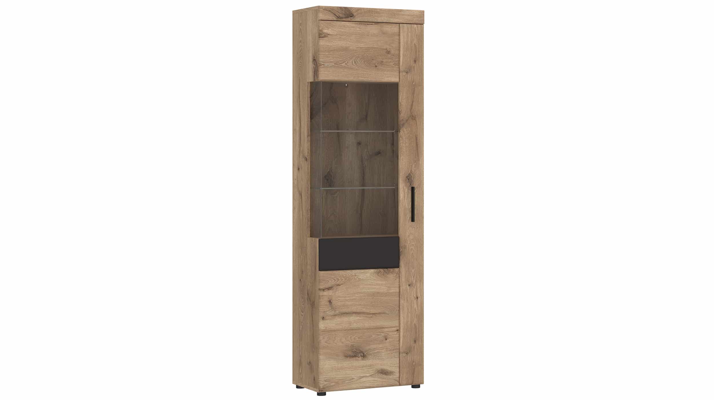 Vitrine mit Glastür Viking Eiche - grau - Breite 58 cm - GRANO Vitrine Viking Eiche - grau - 185 cm - GRANO