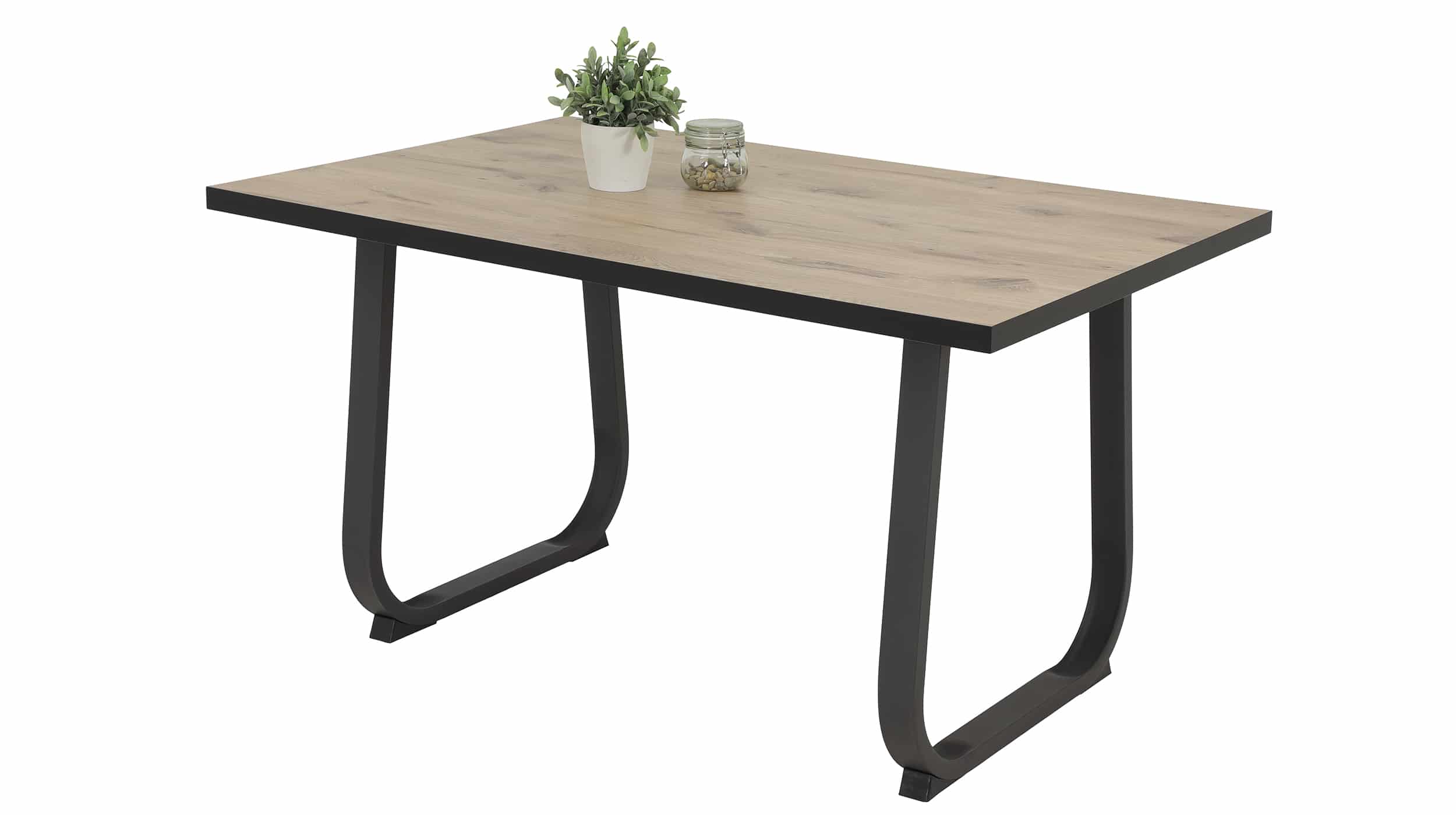 Esstisch 140 x 90 cm - Viking Oak Eiche - Metallkufen - LUISE Esstisch Viking Oak 140 x 90 cm Metallkufen U-förmig - LUISE
