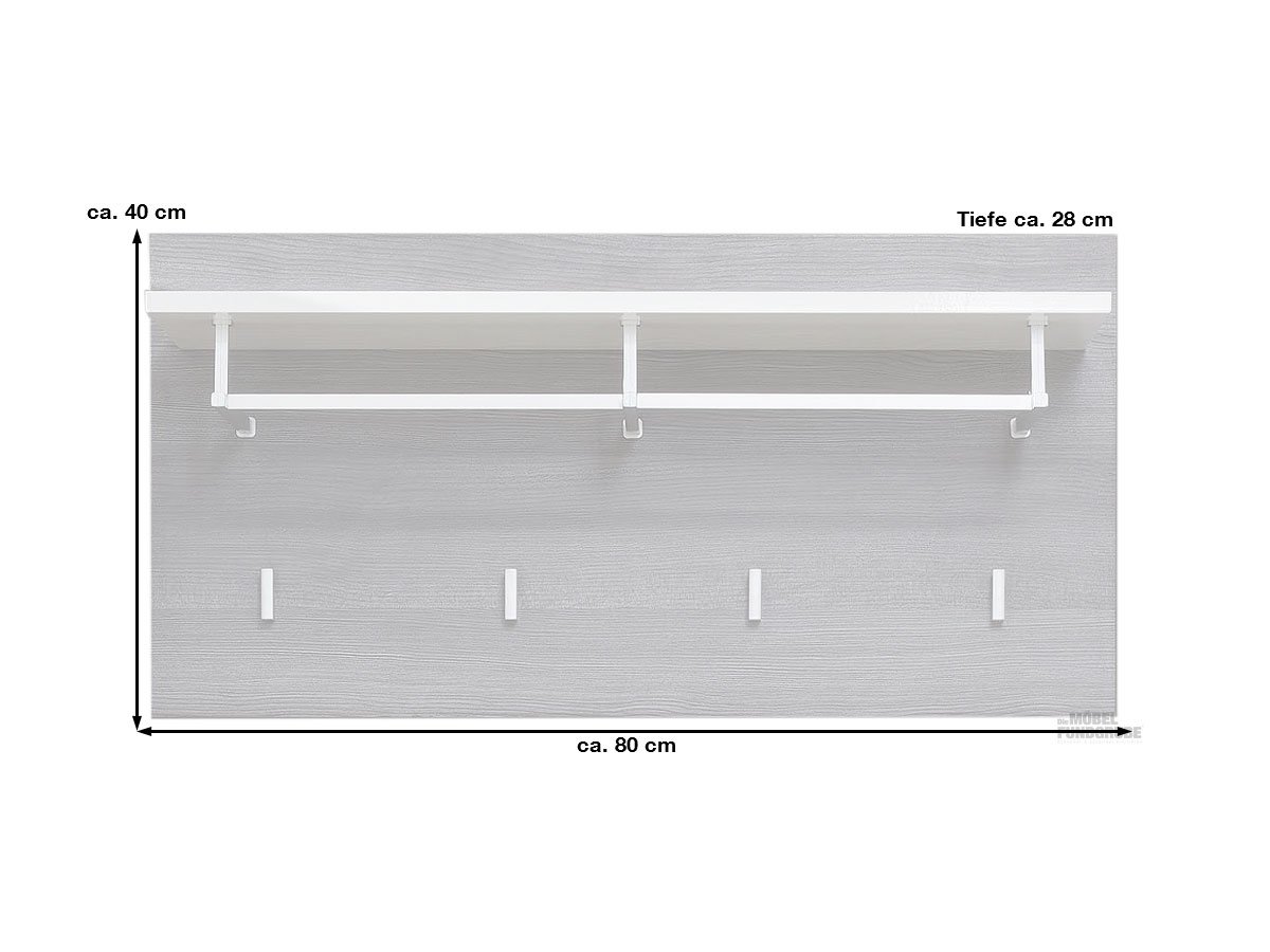 Wandgarderobe Paneel 80 cm Rauchsilber - LINE