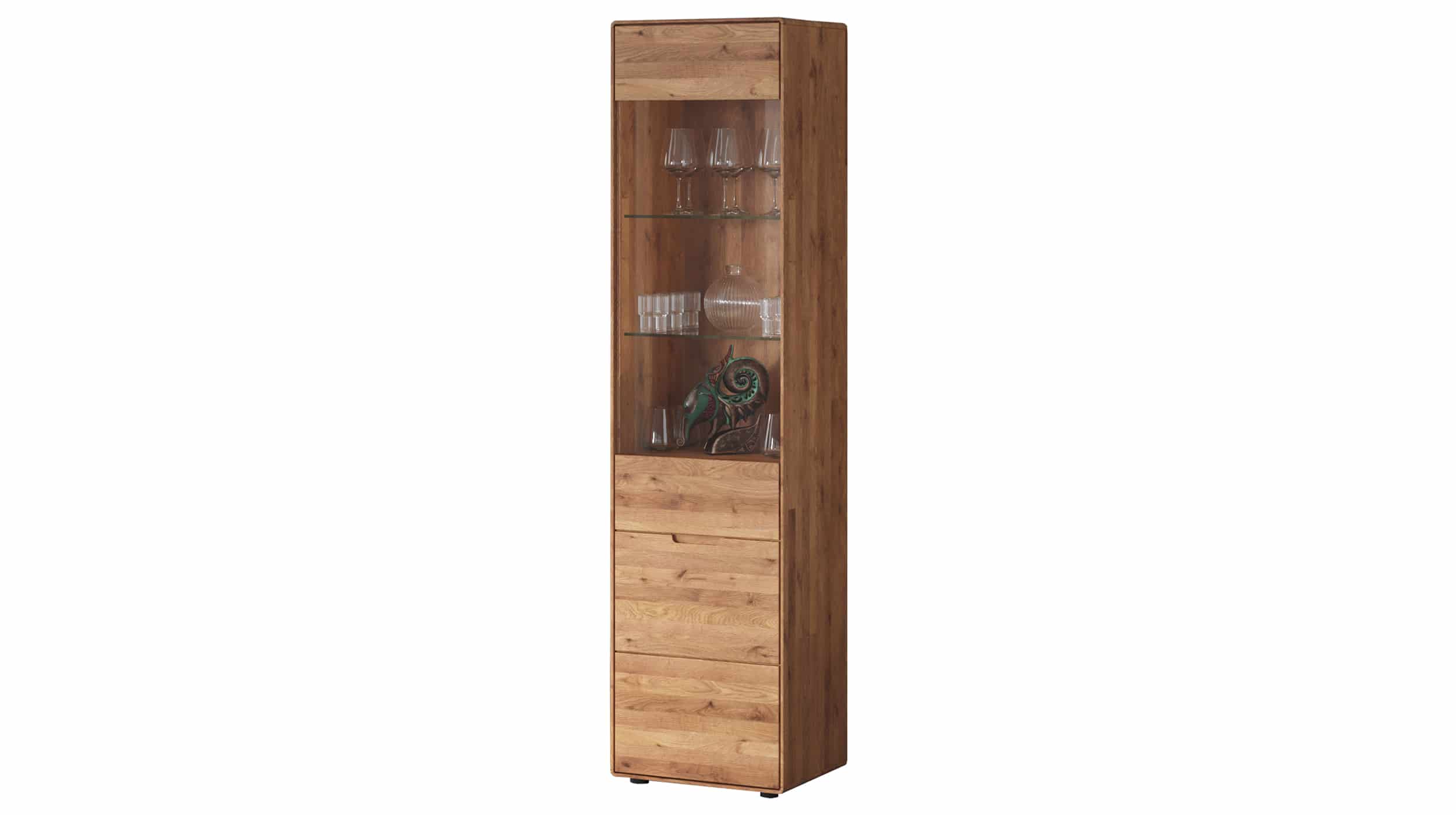 Vitrine mit Glastür Wildeiche massiv Breite 51 cm - LUCAS Vitrine mit Glastür Wildeiche massiv 51 cm - LUCAS