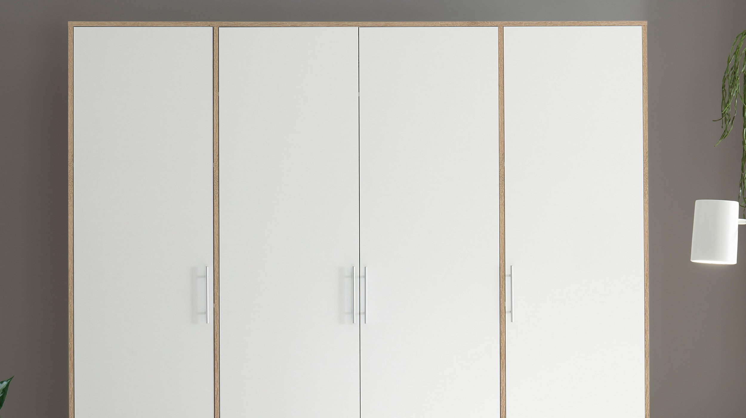 Kleiderschrank weiß - Sonoma Eiche - 206 cm - VALBORG
