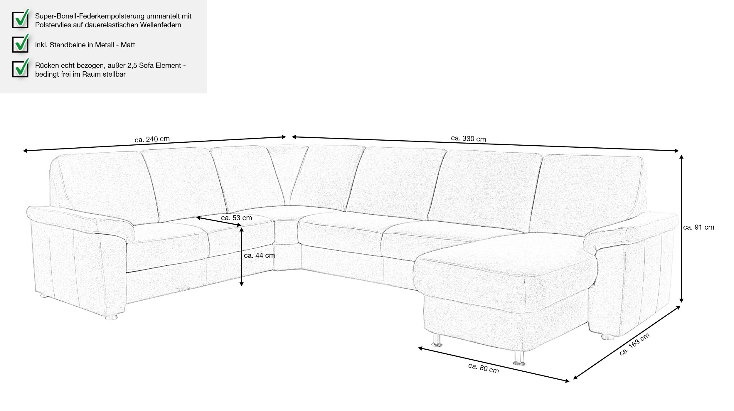 Couchliebe® Wohnlandschaft planbar - charly grey - Basis Version - TRIEST