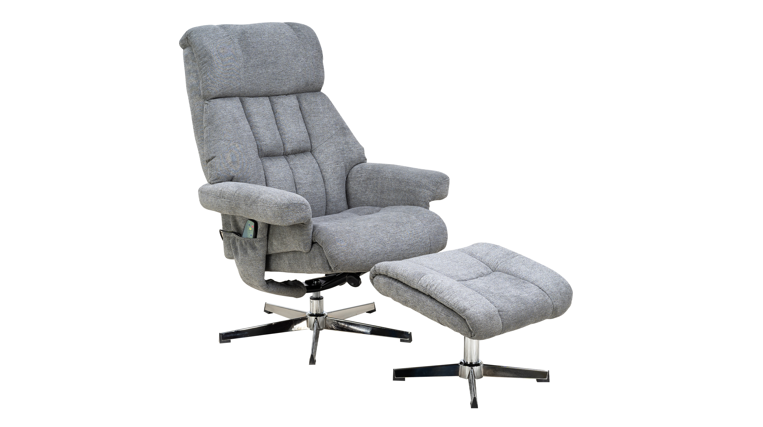 Relaxsessel mit Hocker grau Microfaser drehbar - NEOL Relaxsessel mit Hocker grau Microfaser drehbar - NEOL