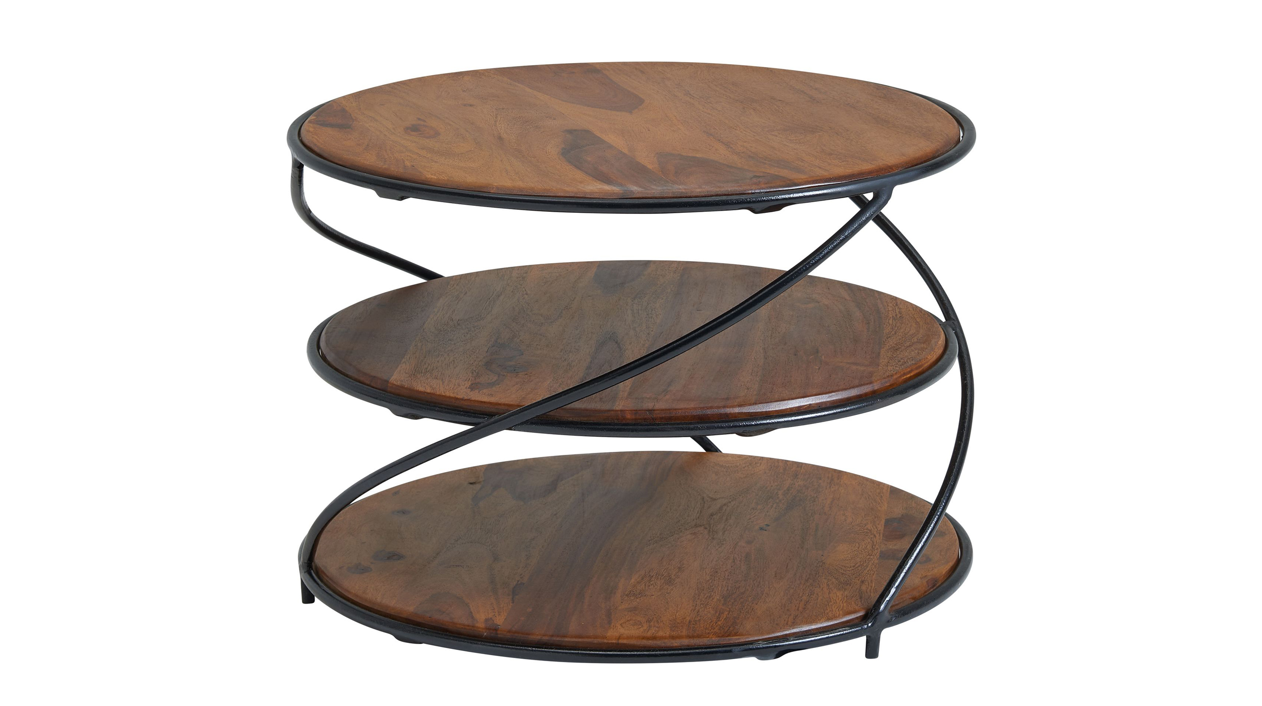 Couchtisch rund Sheesham massiv lackiert 58 x 41 cm - RUNDA Couchtisch rund Sheesham massiv lackiert 58 x 41 cm - RUNDA