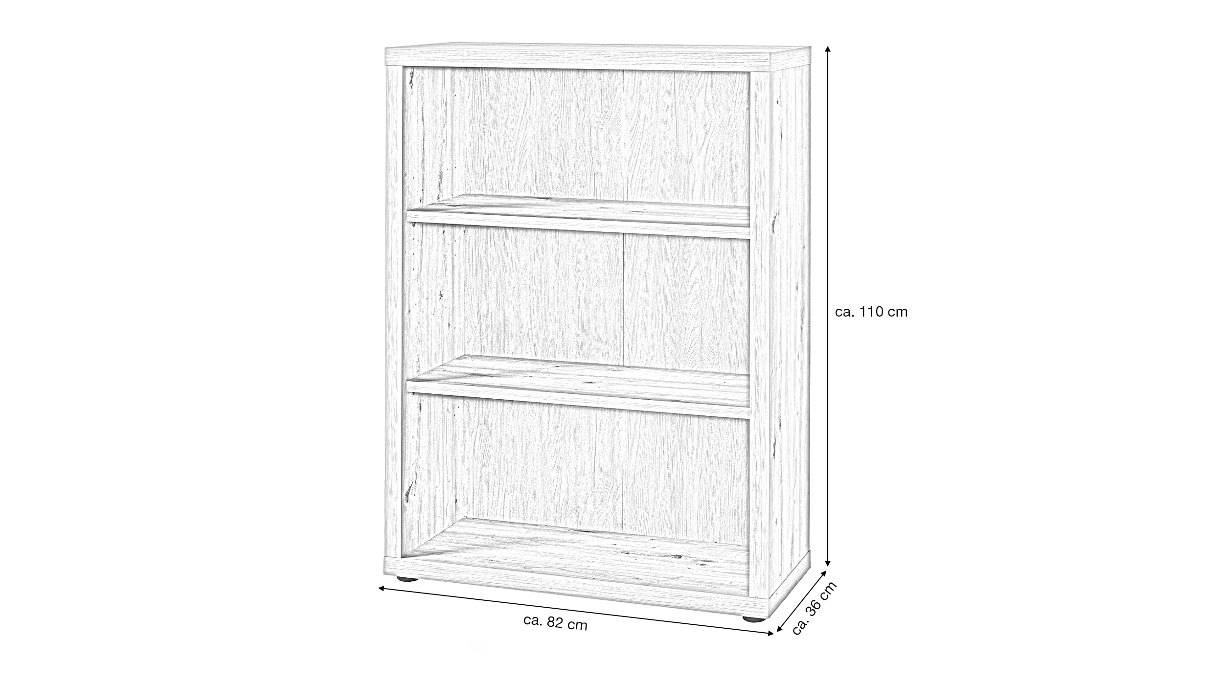 Bücherregal Artisan Eiche 82 x 110 cm 3 Ablagefächer - RILEGA