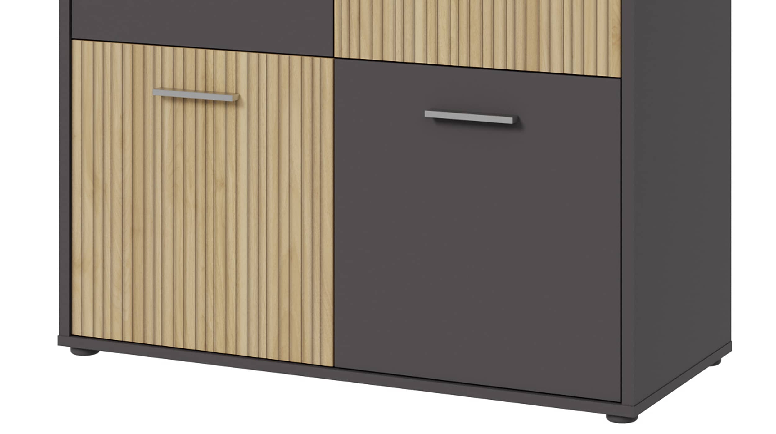 Kommode anthrazit - Artisan Eiche 93 cm 4-türig - QUADRO