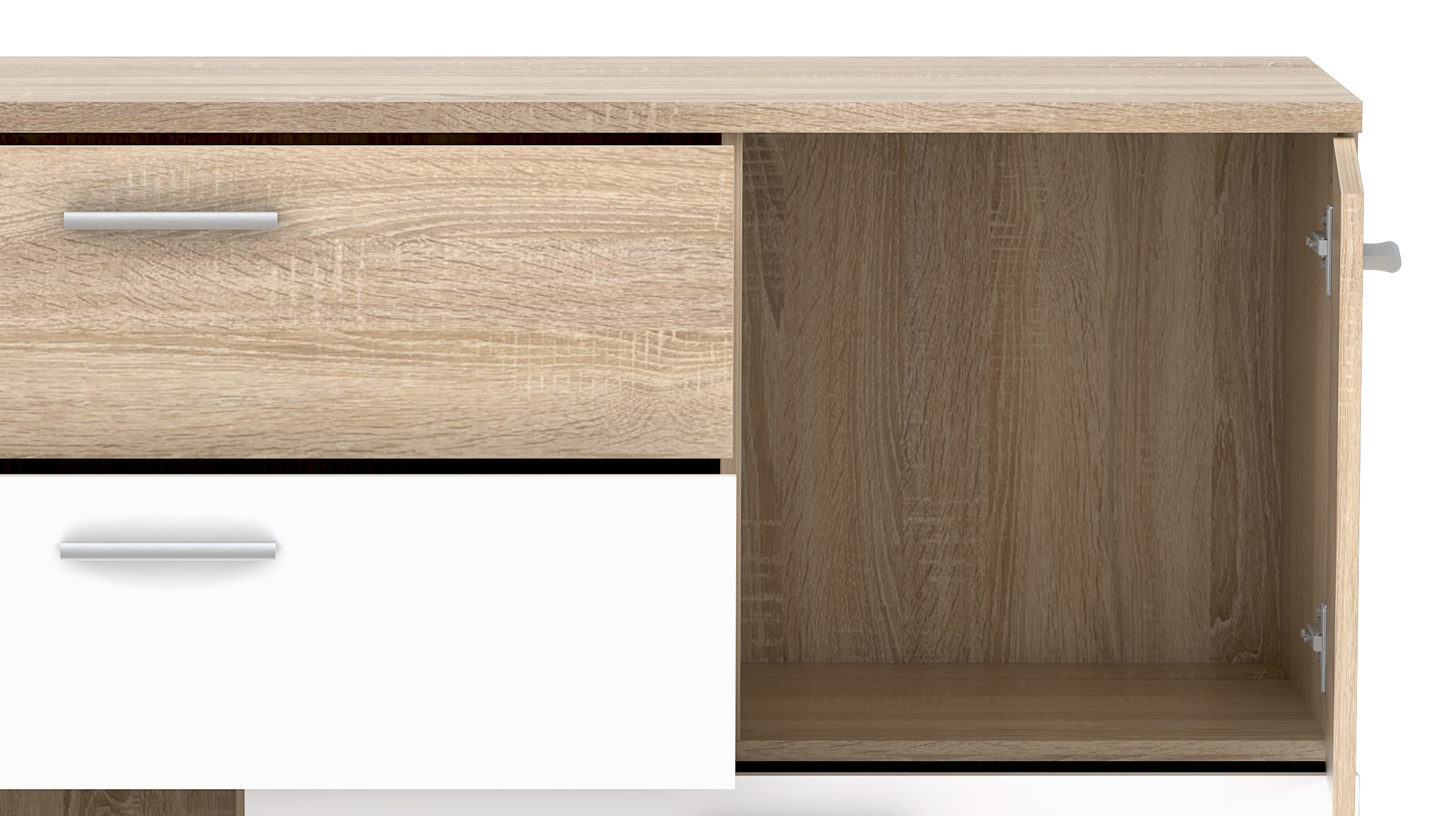 Kommode Sonoma Eiche - weiß 125 cm - SKIVE