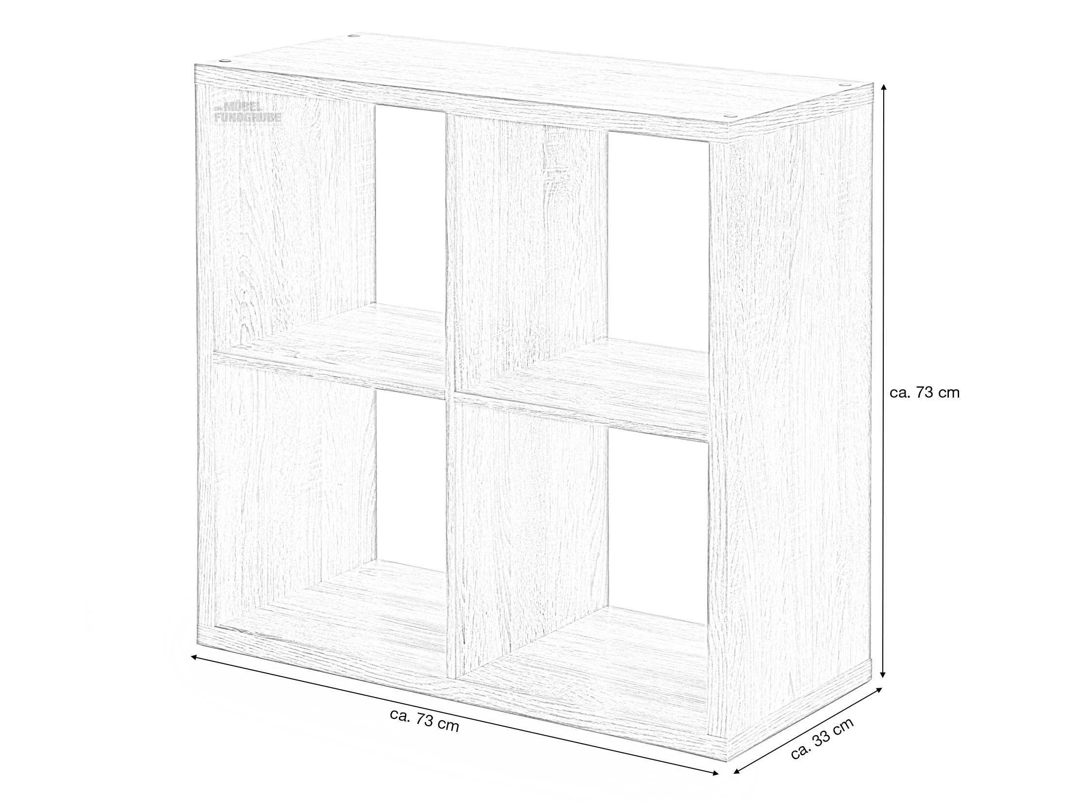 Standregal Sonoma Eiche  73 x 73 cm - 4 Fächer - MAX