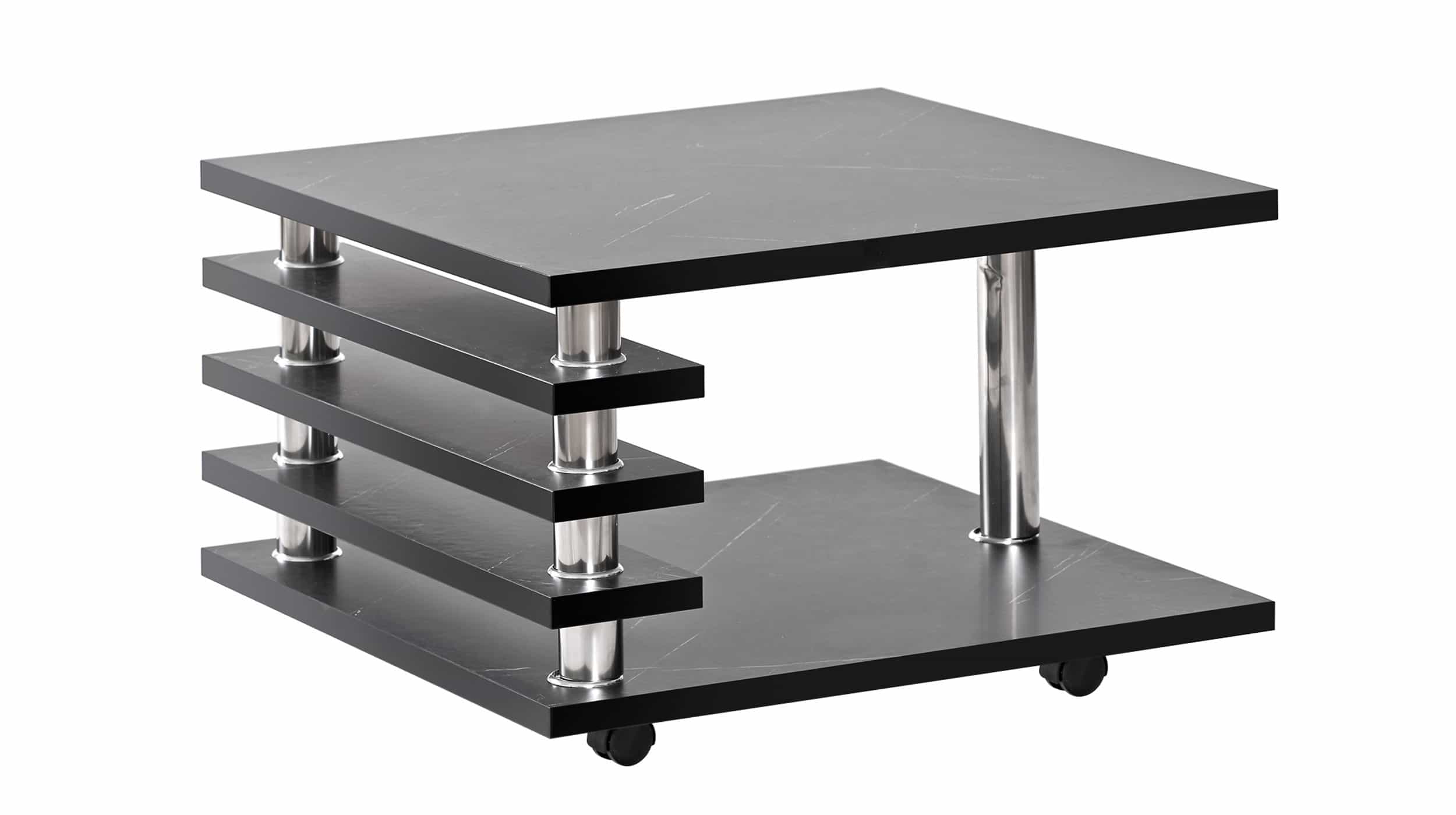 Couchtisch schwarz 65 x 65 cm Marmoroptik - ALVARO