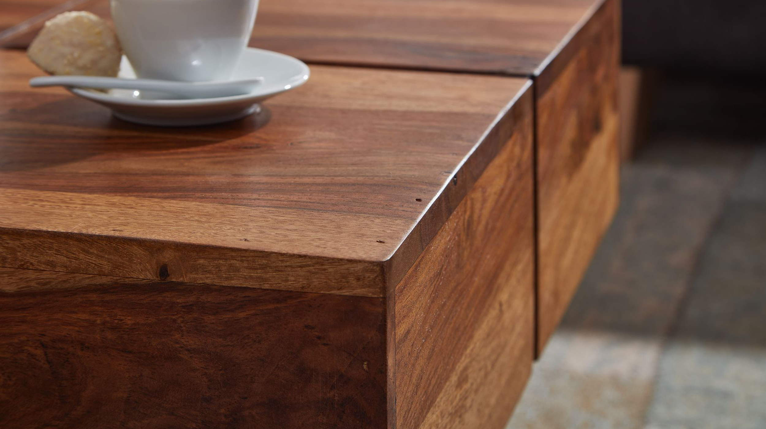 Couchtisch Sheesham massiv gebeizt 58 x 30 cm - ELIN
