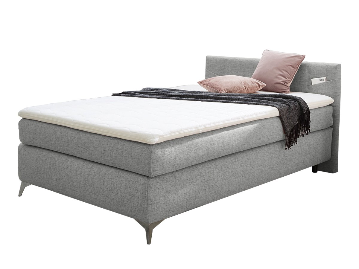 Boxspringbett 120 x 200 cm grau Stoffbezug - NORA Boxspringbett 120 x 200 cm grau Stoffbezug - NORA