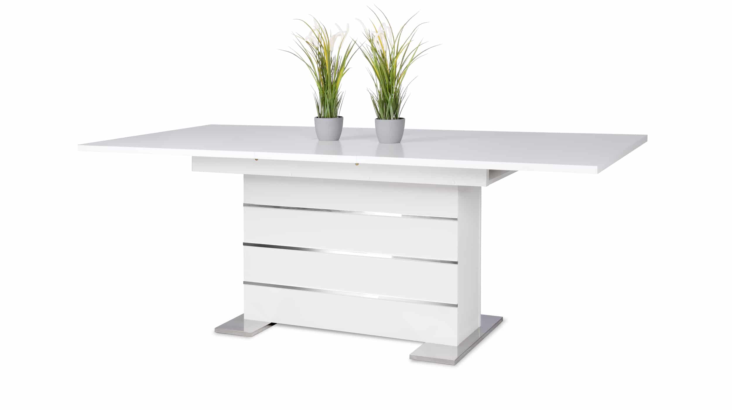 Säulentisch 160 - 200 cm weiß - ausziehbar - MANTOVA