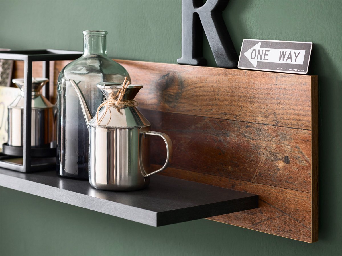 Wohnwand Old Wood - graphit 343 cm - Beleuchtung - INDY