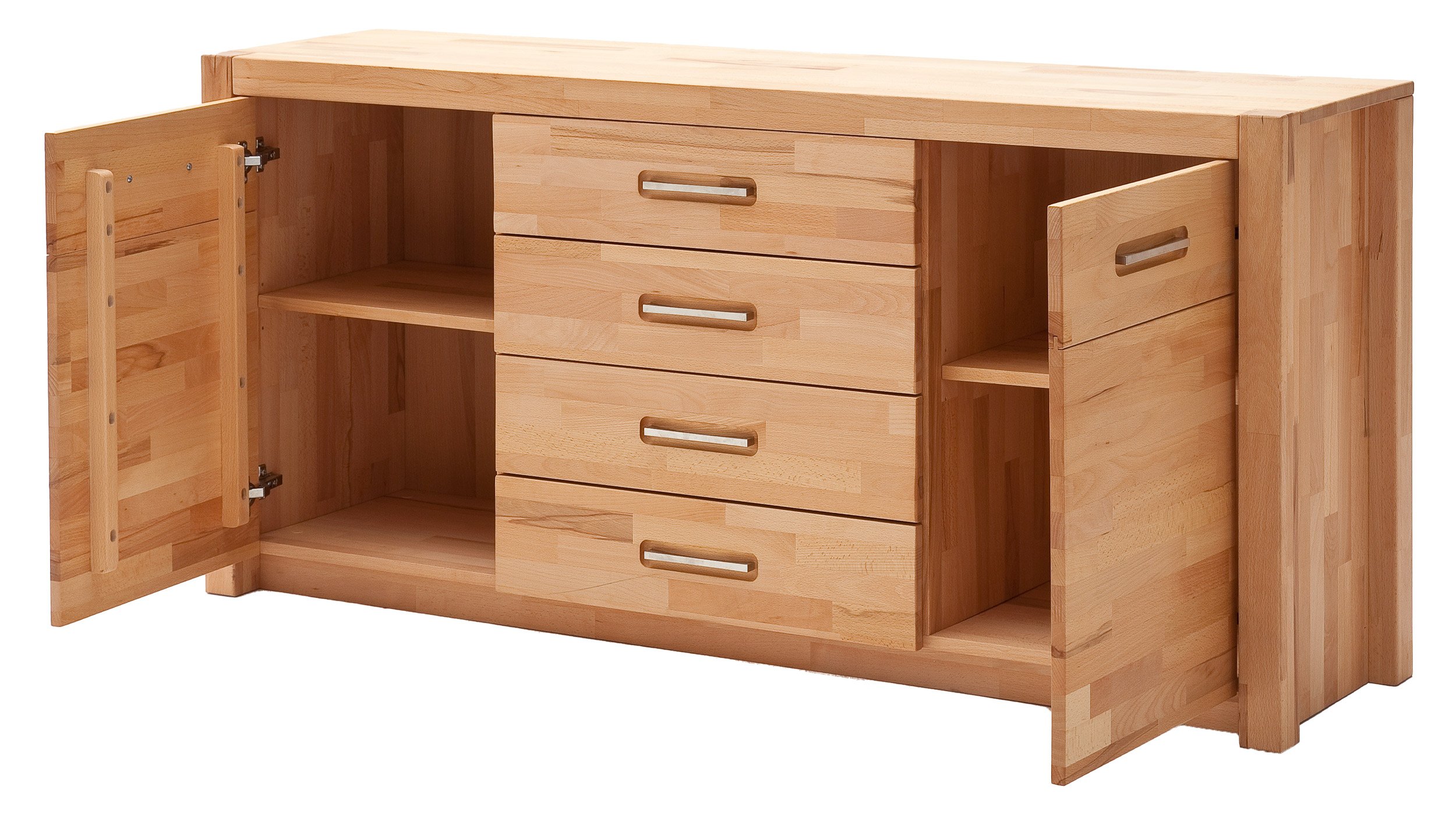 Sideboard mit 4 Schubladen Kernbuche massiv geölt 163 cm - FENJA