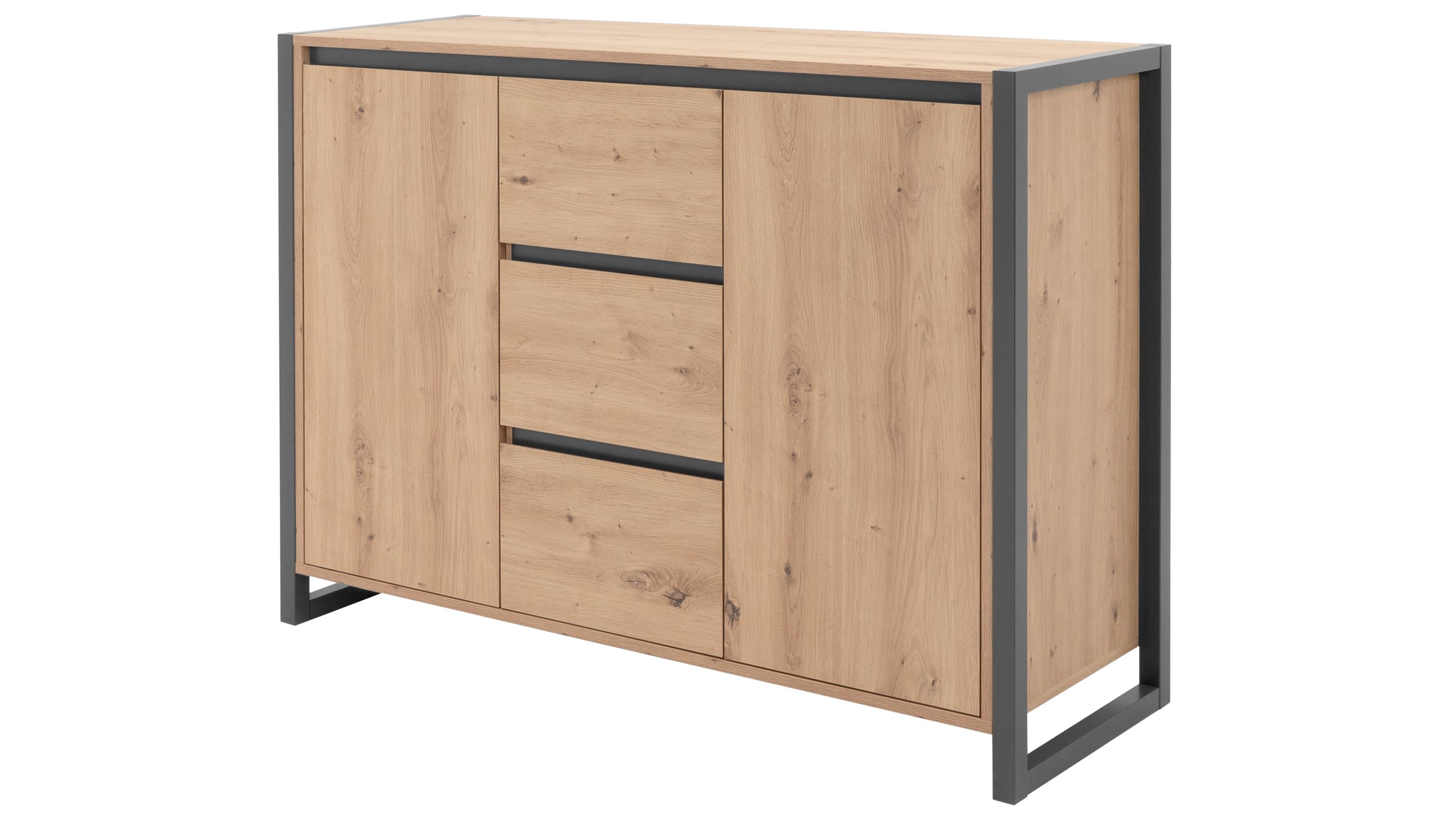 Kommode Artisan Eiche - anthrazit 120 cm 2 Türen - DENVER Kommode Artisan Eiche - anthrazit 120 cm 2 Türen - DENVER