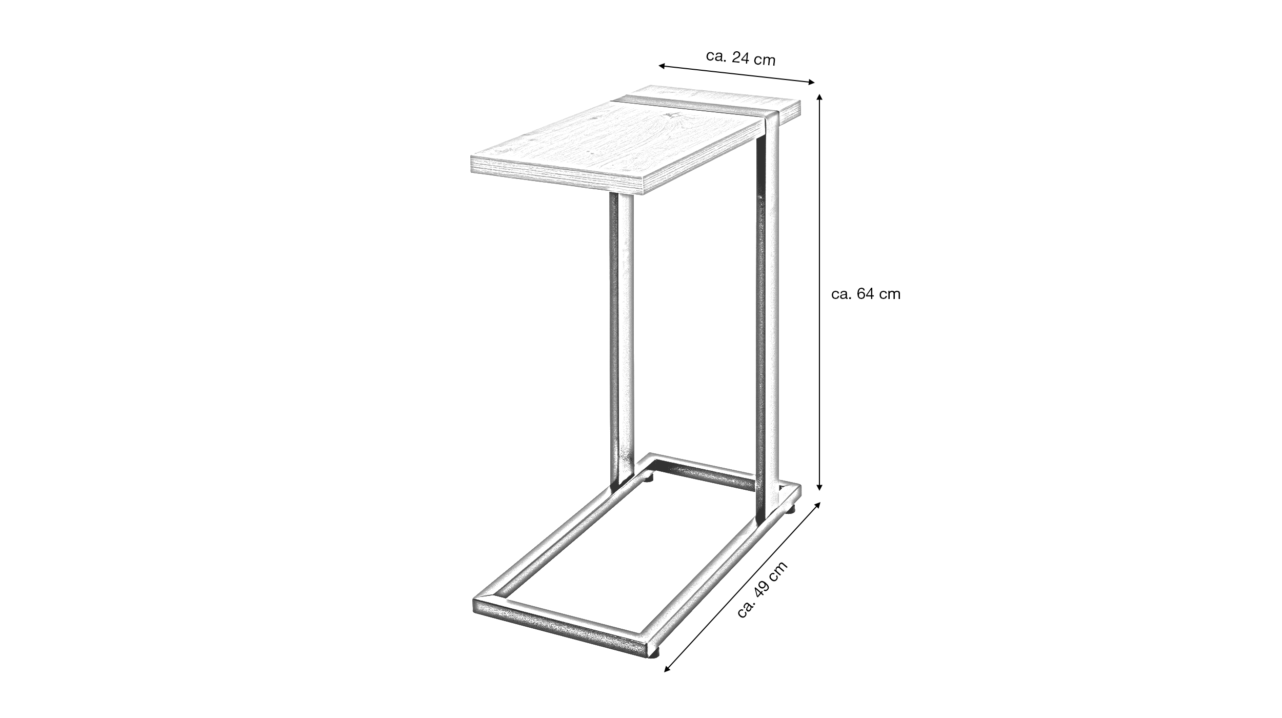 Beistelltisch Eiche Optik 24 x 64 cm Metallgestell - Saragossa
