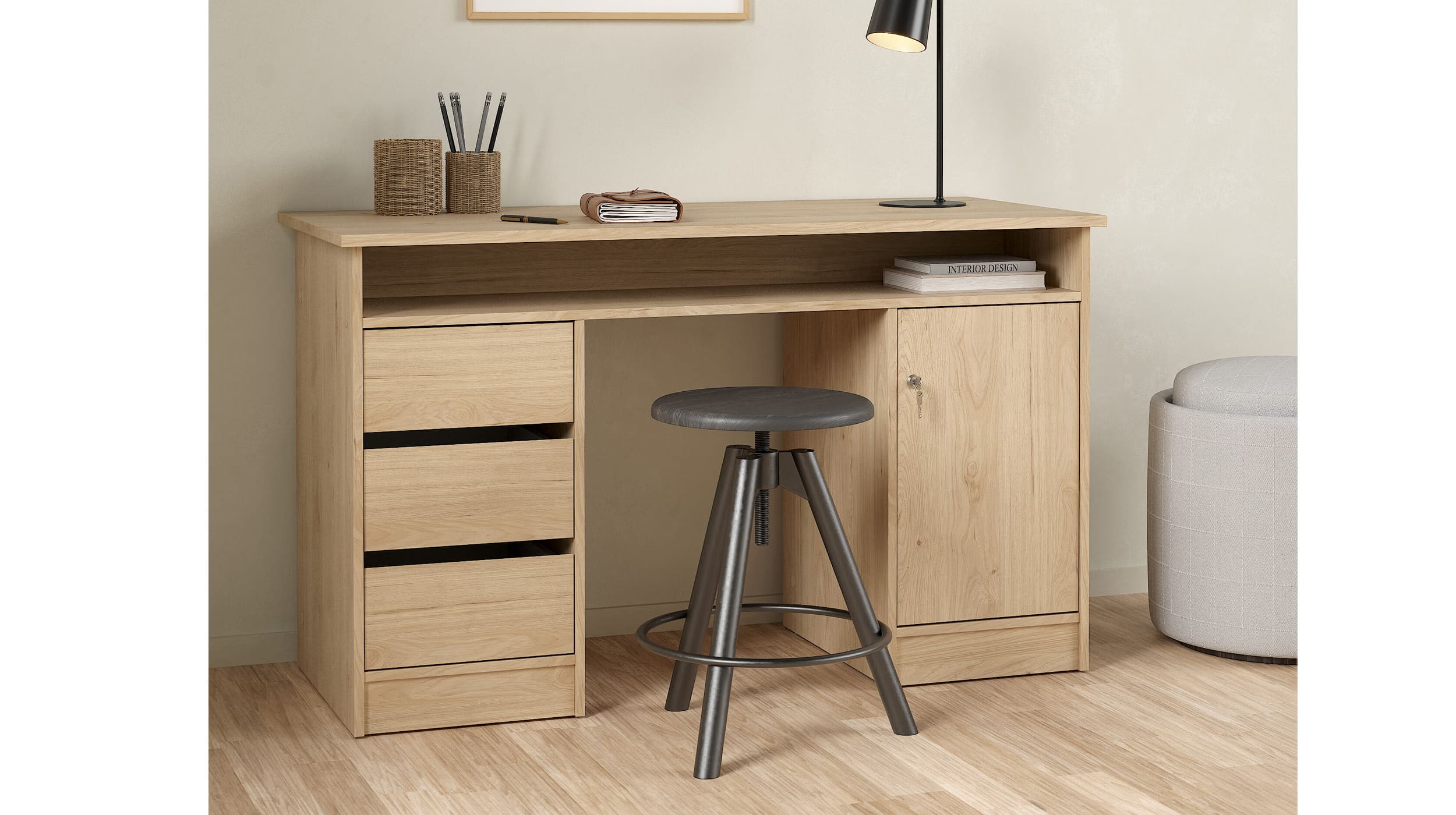 Computerschreibtisch Jackson Hickory 126 cm - FUNCTION PLUS