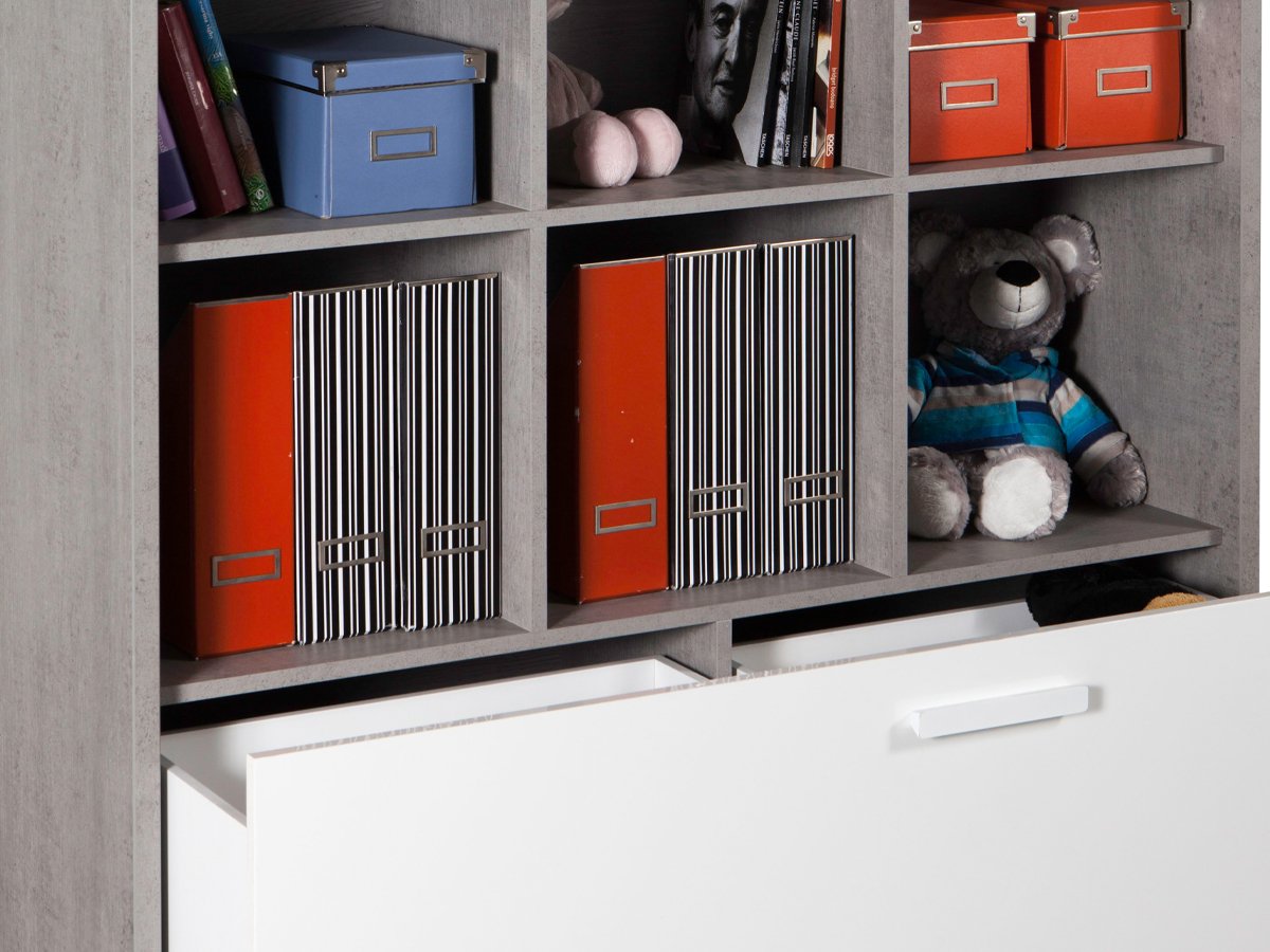 Bücherregal Standregal Betonoptik - weiß 120 x 121 cm - 1 Schublade - MIPIACE
