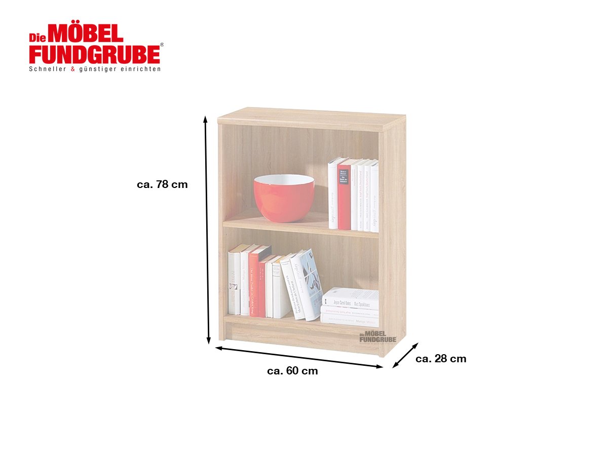 Bücherregal Standregal Sonoma Eiche 60 x 78 cm - 1 Einlegeboden - LILLY