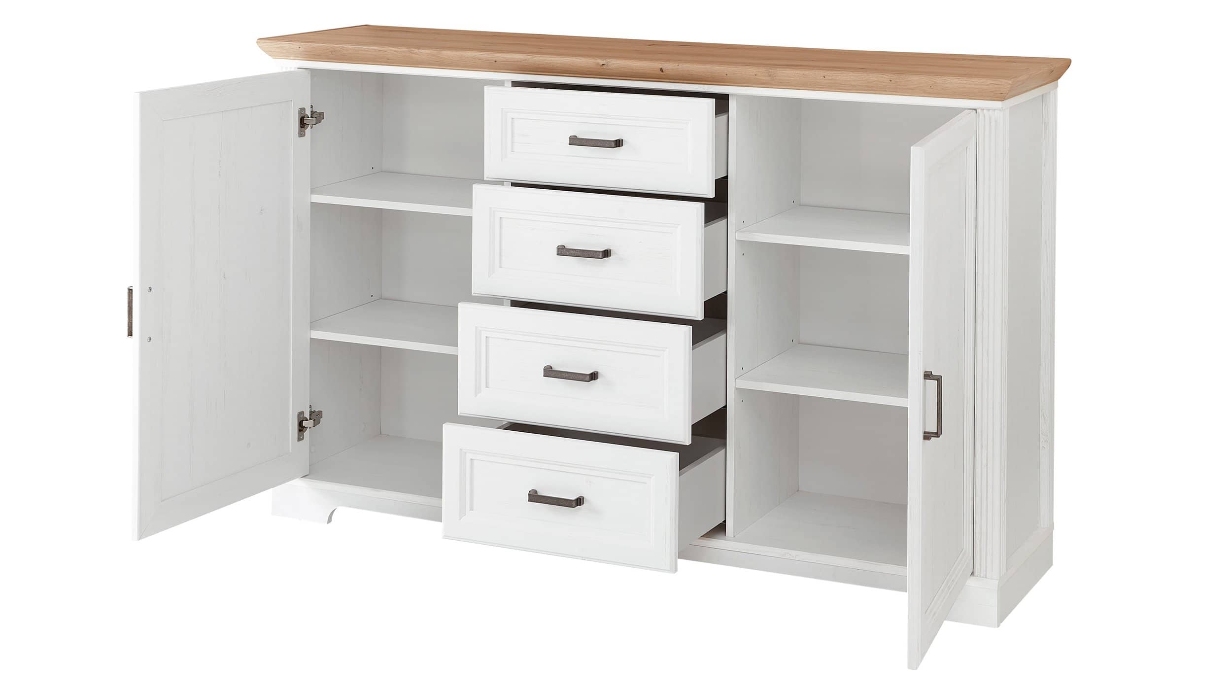 Kommode Pinie weiß - Artisan Eiche - 165 cm - 2-türig - JASMIN