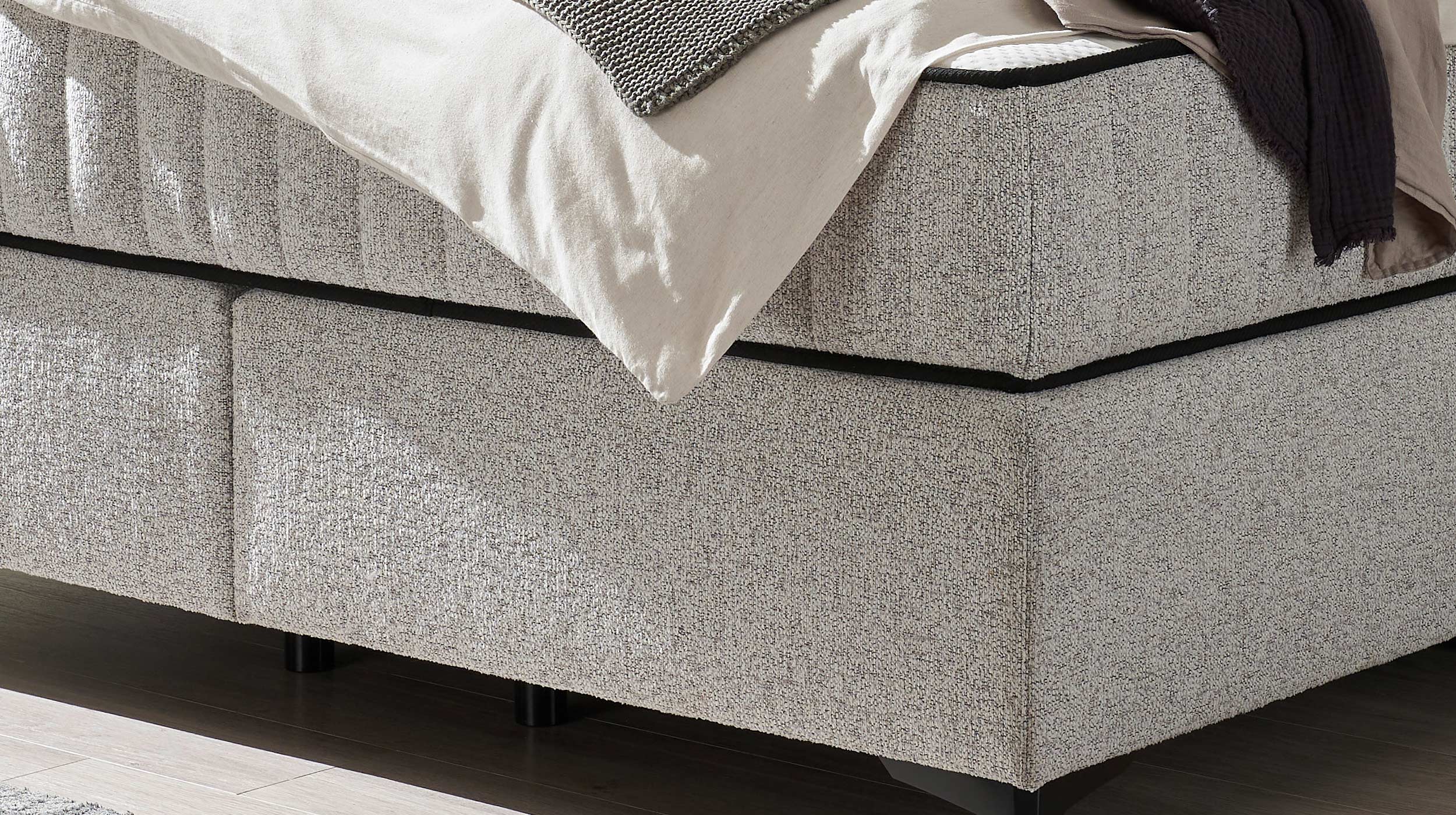 Boxspringbett 180 x 200 cm grau Webstoff - VLIELAND
