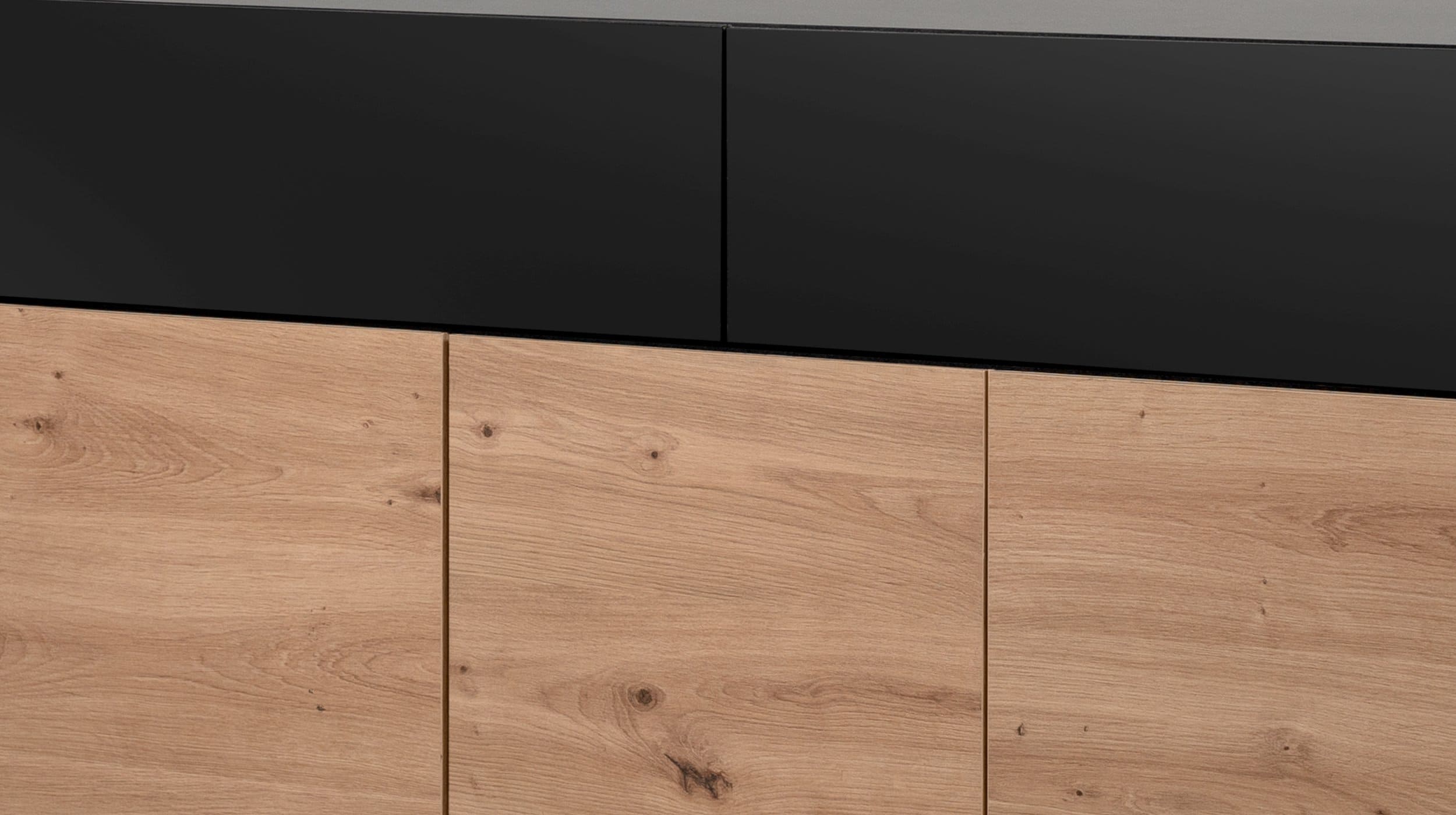 Sideboard Artisan Eiche - schwarz 180 cm 5-türig - NOLA