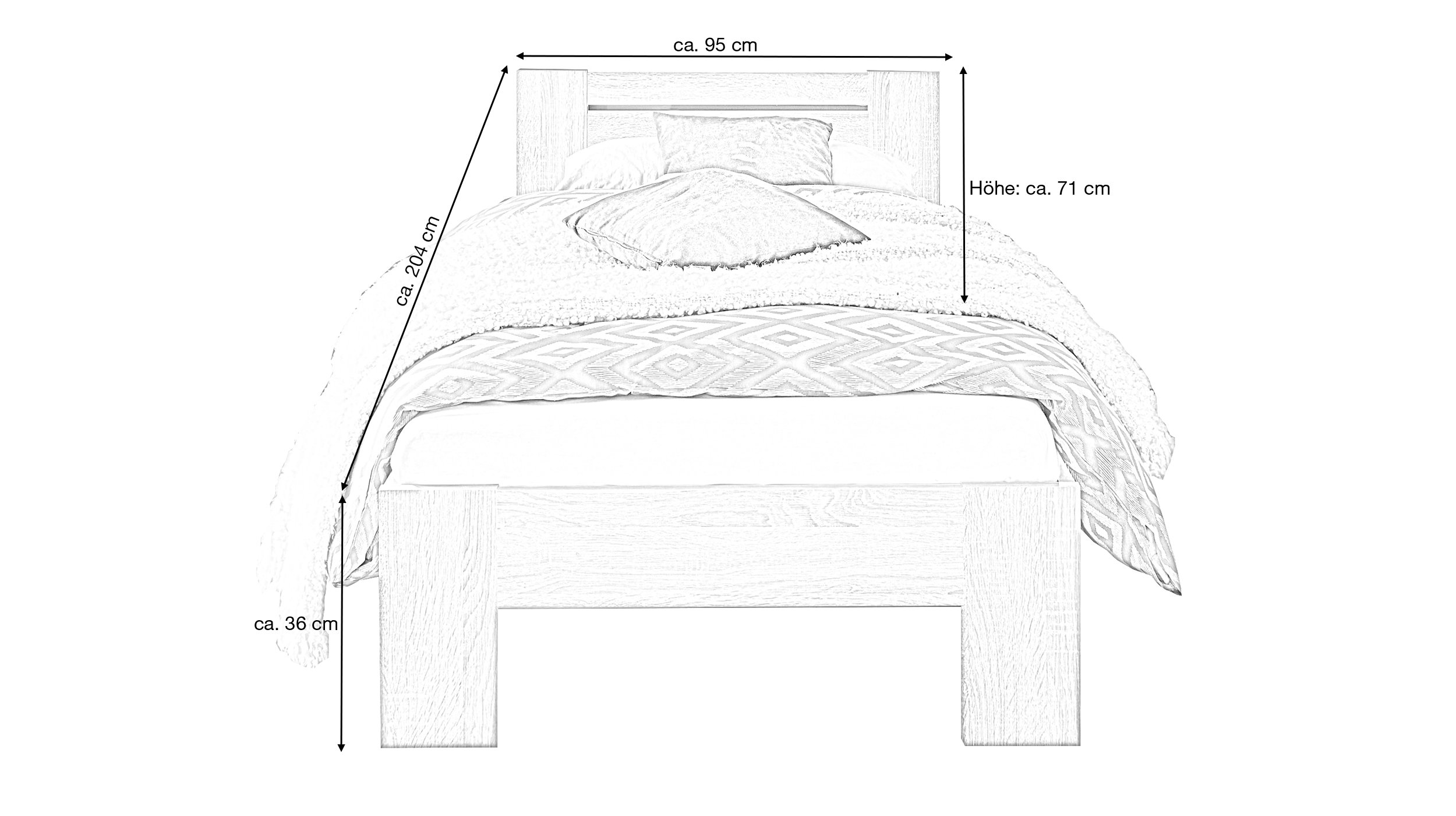 Futonbett 90 x 200 cm Sonoma Eiche - CANNES