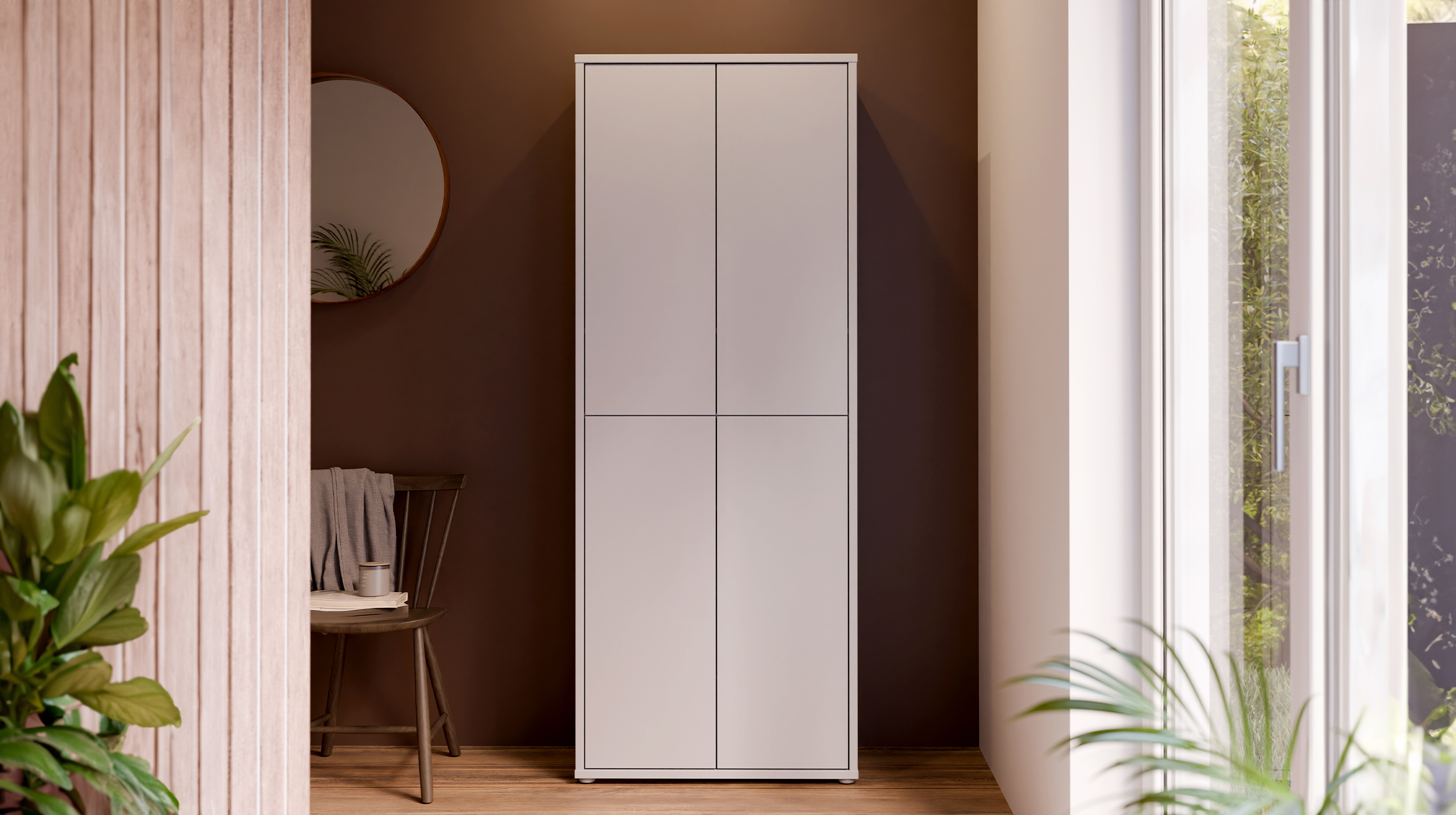 Schuhschrank hellgrau 75 x 192 cm 4-türig - ALICE