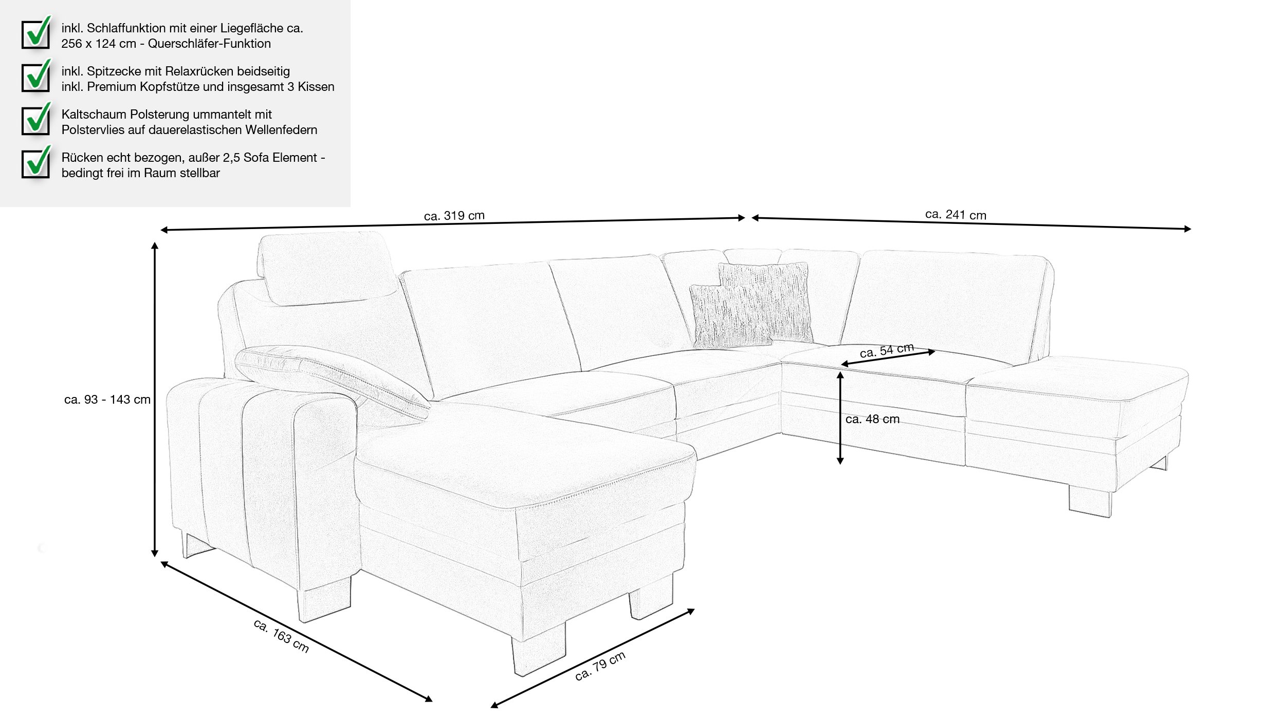 Couchliebe® Wohnlandschaft planbar - anthrazit - Premium Version - CINCINATTI