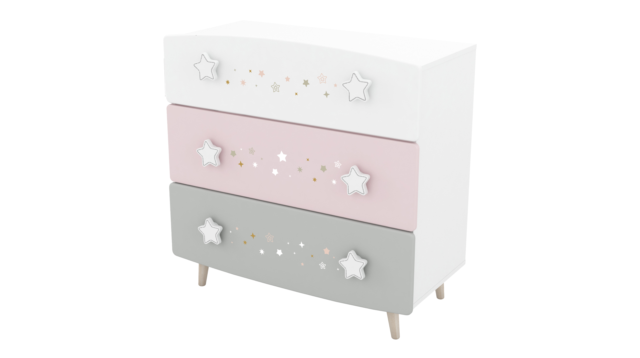 Kommode mit 3 Schubladen weiß - 87 cm - ETOILES Kommode mit 3 Schubladen weiß - 87 cm - ETOILES
