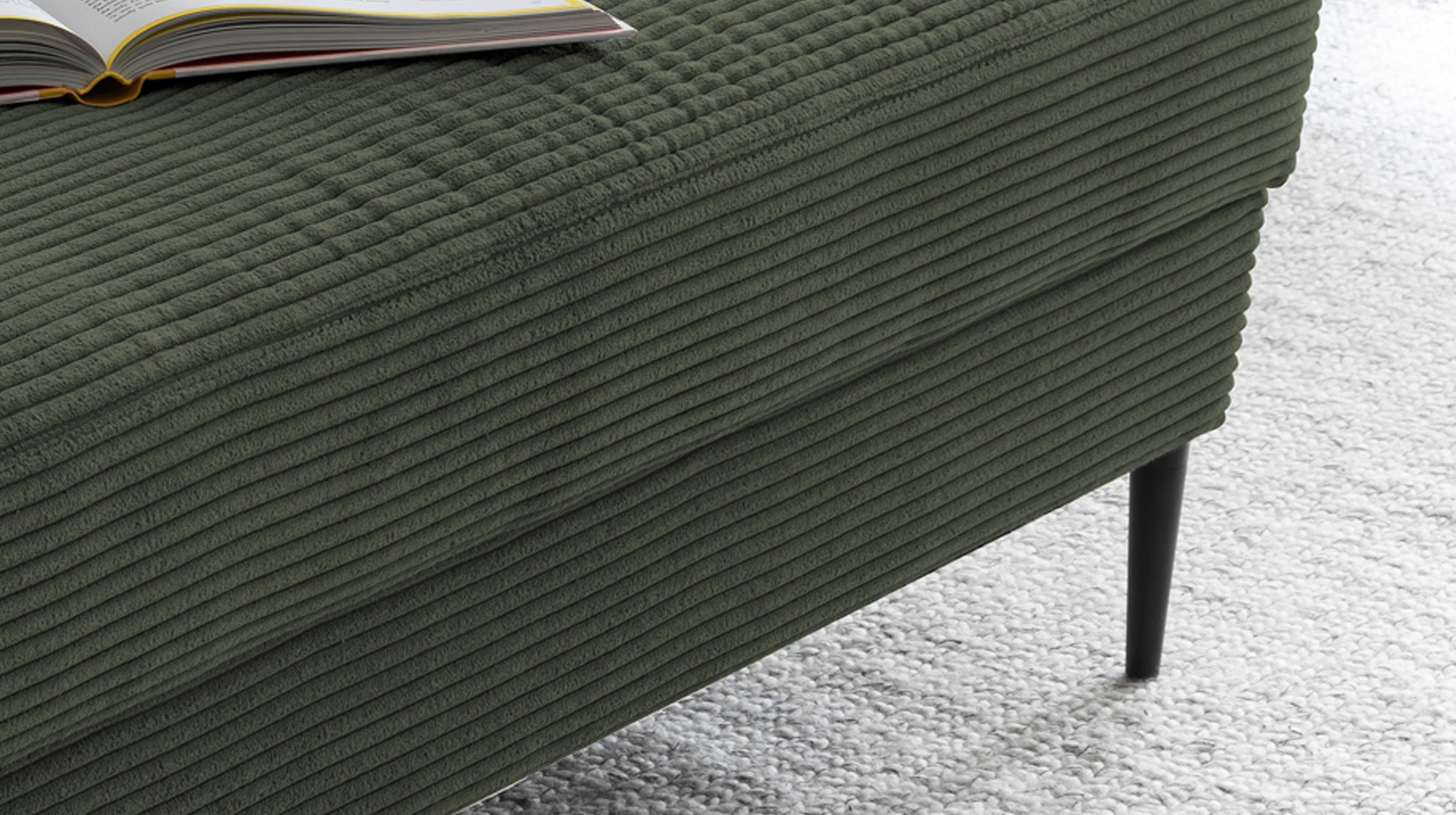 Hocker Sitzhocker 140 x 75 cm Cord dunkelgrün - SUMMER