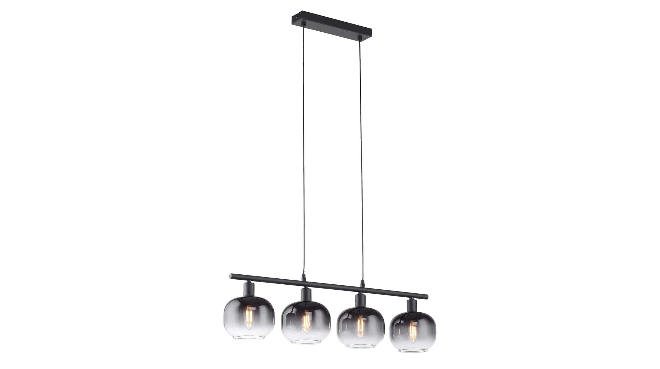 Hängelampe schwarz 68 cm Glasschirm 4-Flammig - ZEA