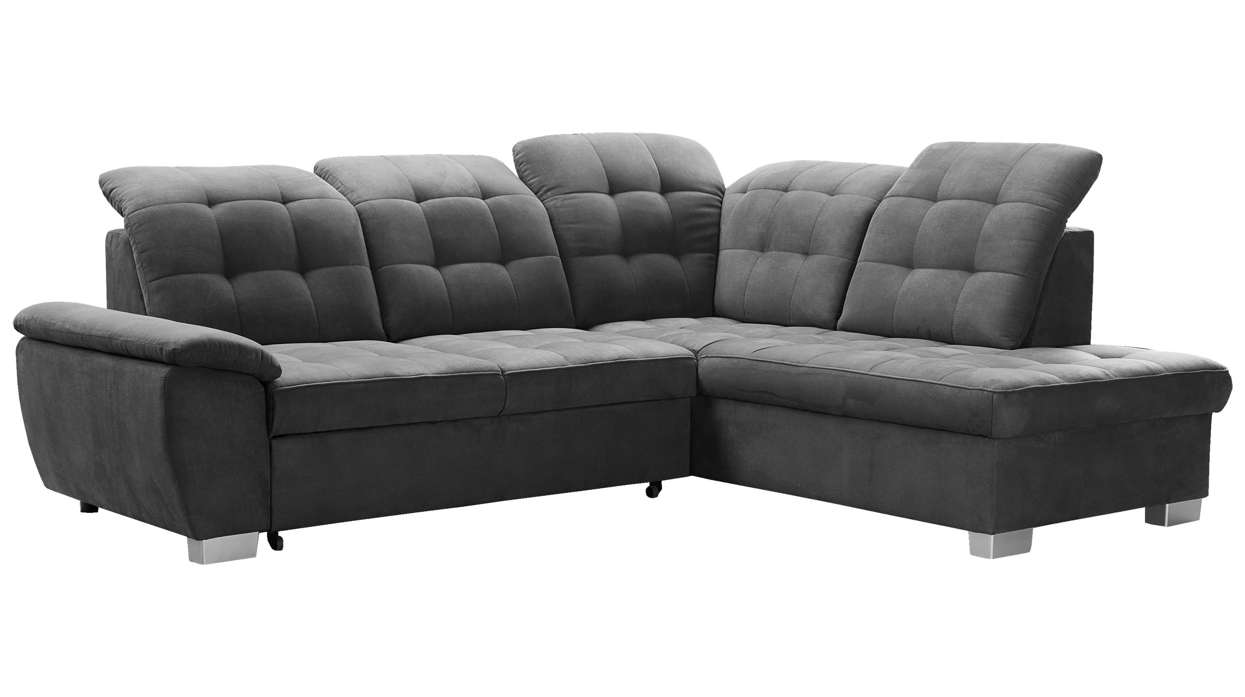 Ecksofa mit Schlaffunktion grau 262 x 215 cm Bettkasten - LOTTA Ecksofa mit Schlaffunktion grau 262 x 215 cm - LOTTA