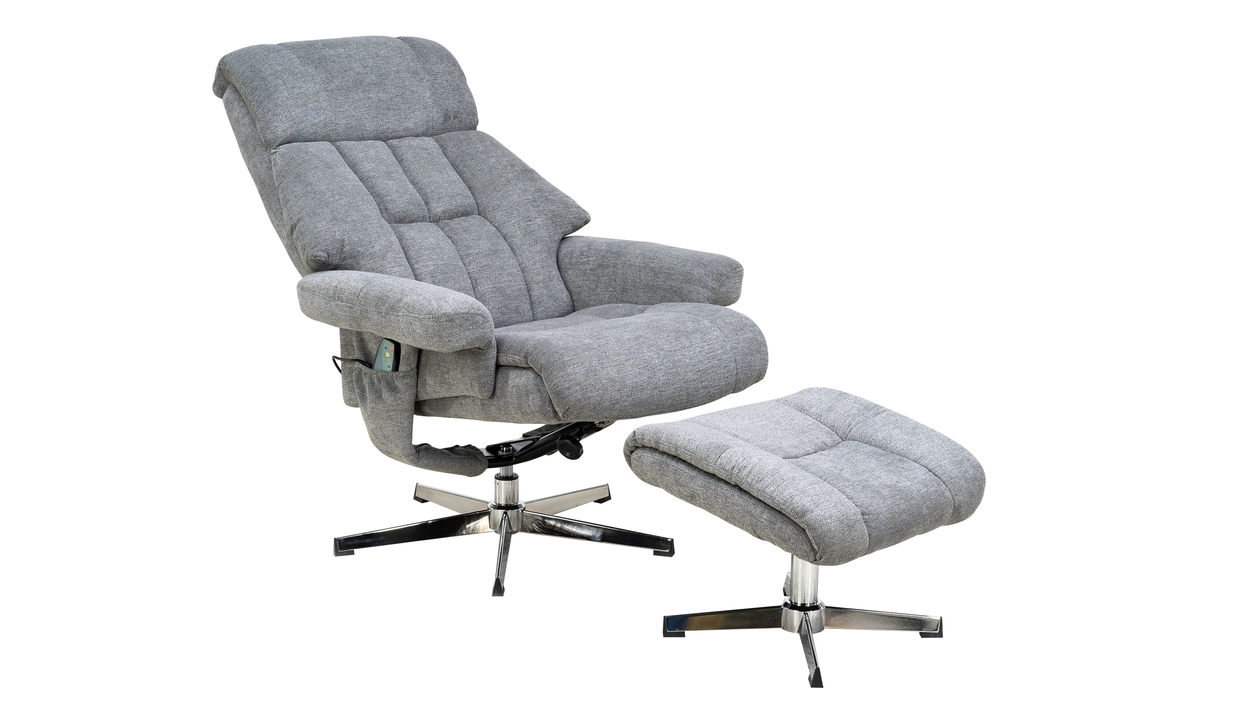 Relaxsessel mit Hocker grau Microfaser drehbar - NEOL