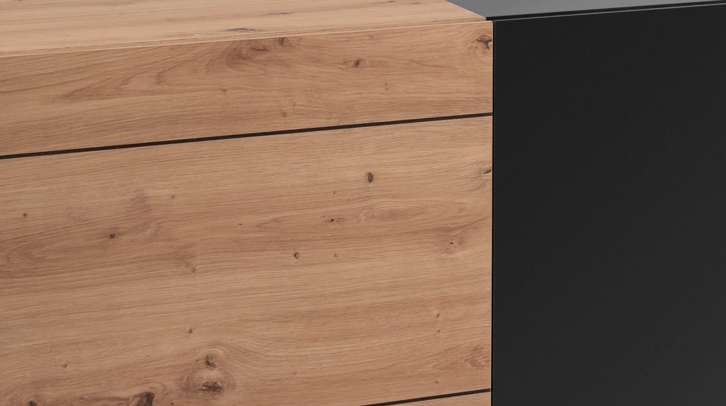 TV - Lowboard Artisan Eiche - schwarz 200 cm 4-türig - NOLA