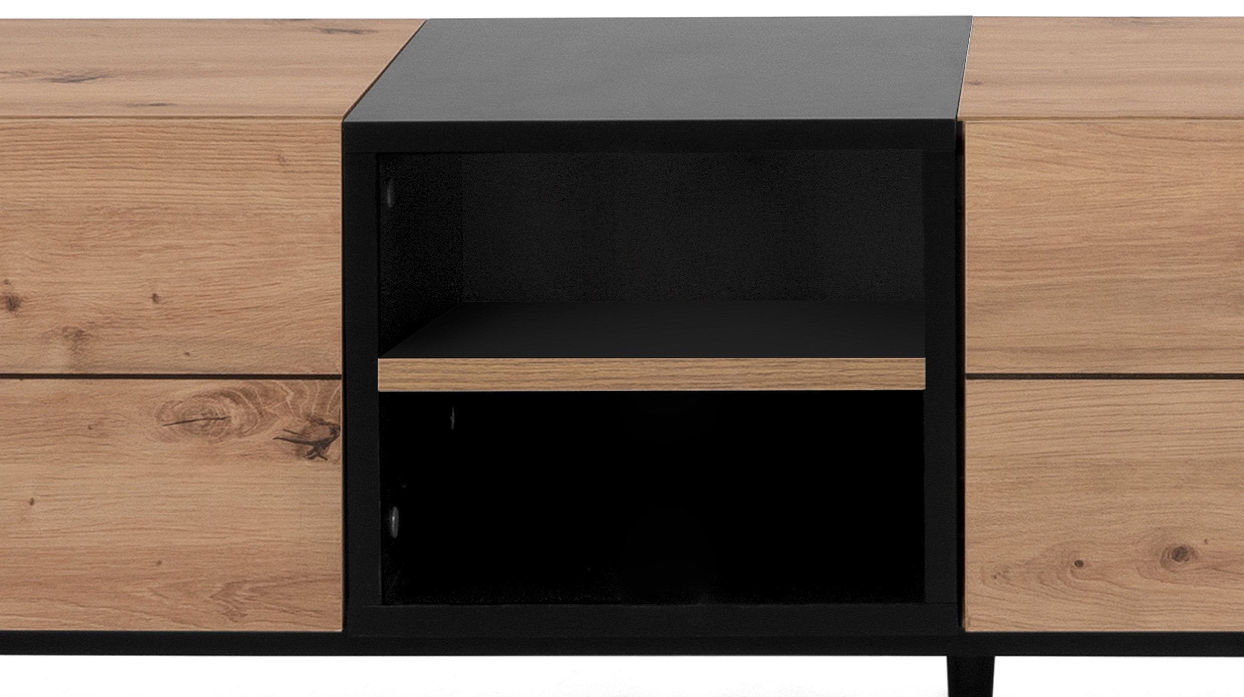 TV - Lowboard Artisan Eiche - schwarz 195 cm - NOLA