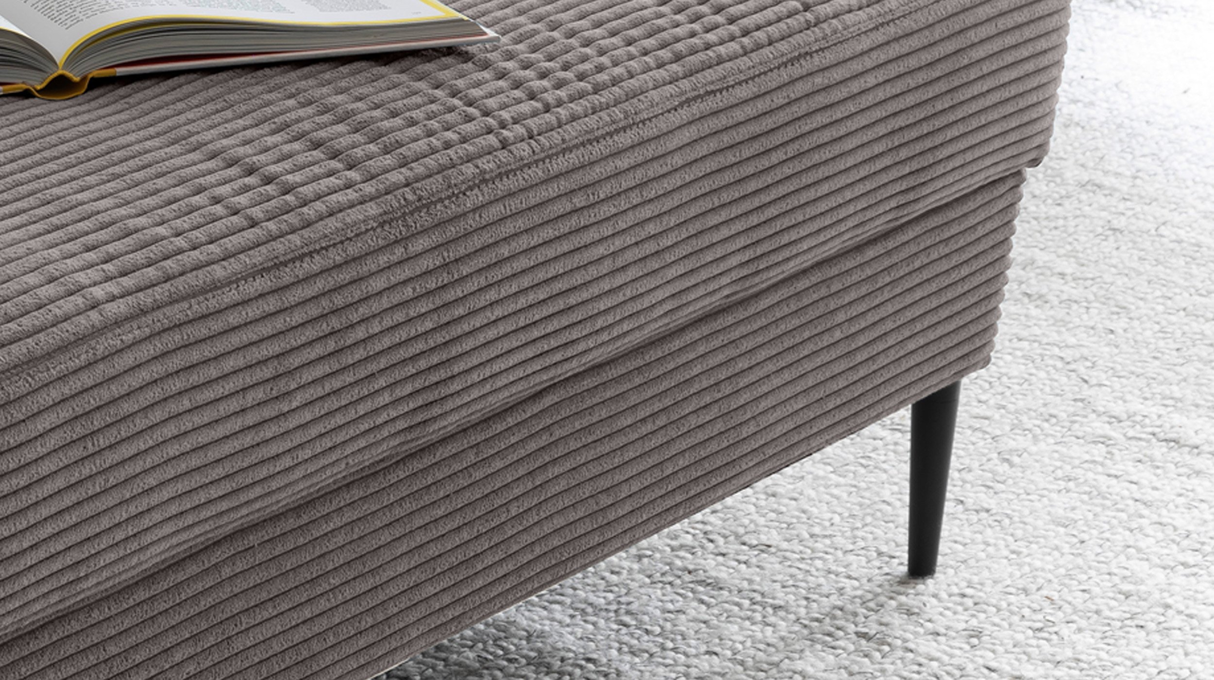 Hocker Sitzhocker 140 x 75 cm Cord dunkelgrau - SUMMER