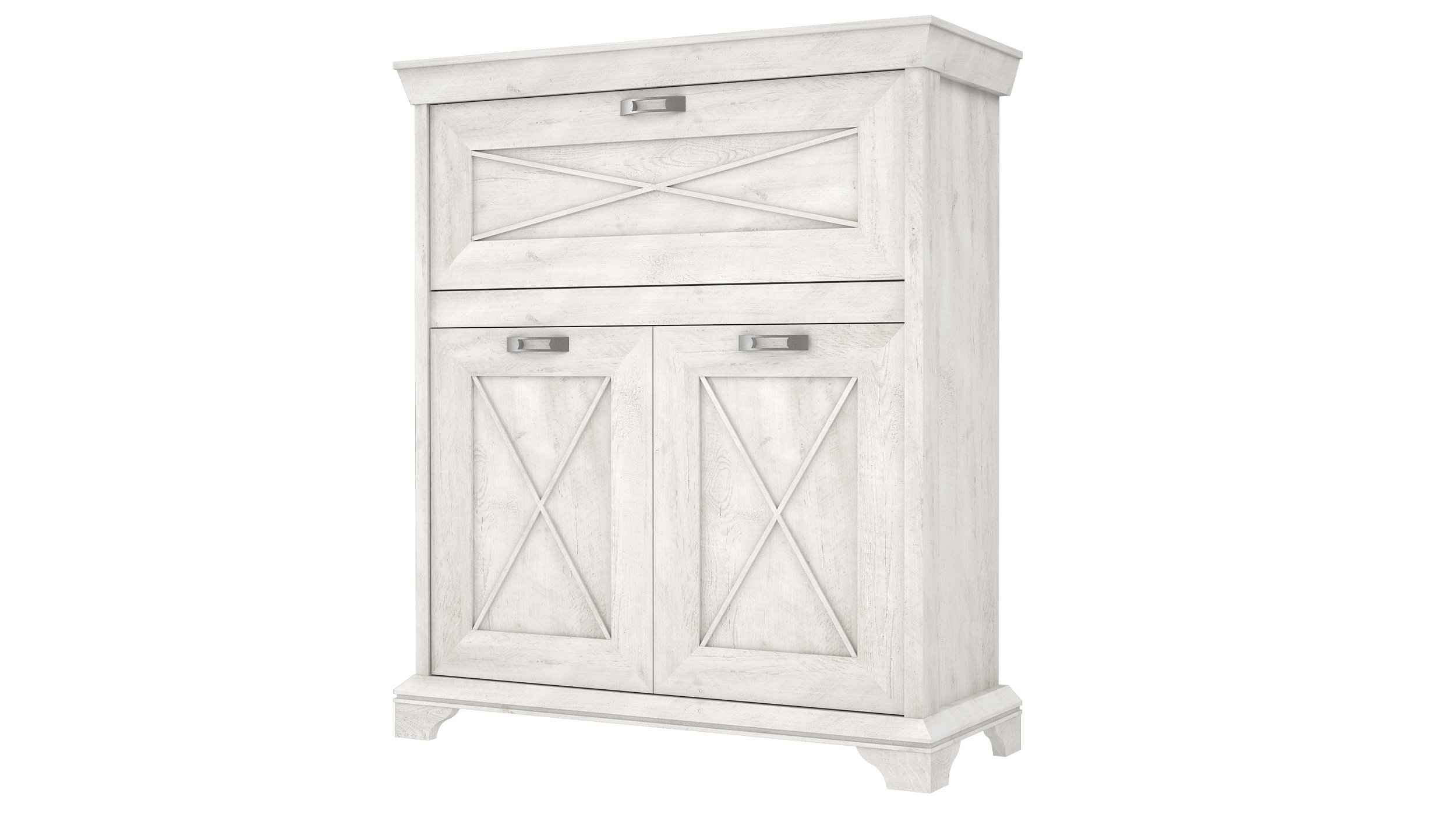 Kommode mit 2 Türen Pinie weiß 123 cm - KASHMIR Kommode mit 2 Türen Pinie weiß 123 cm - KASHMIR