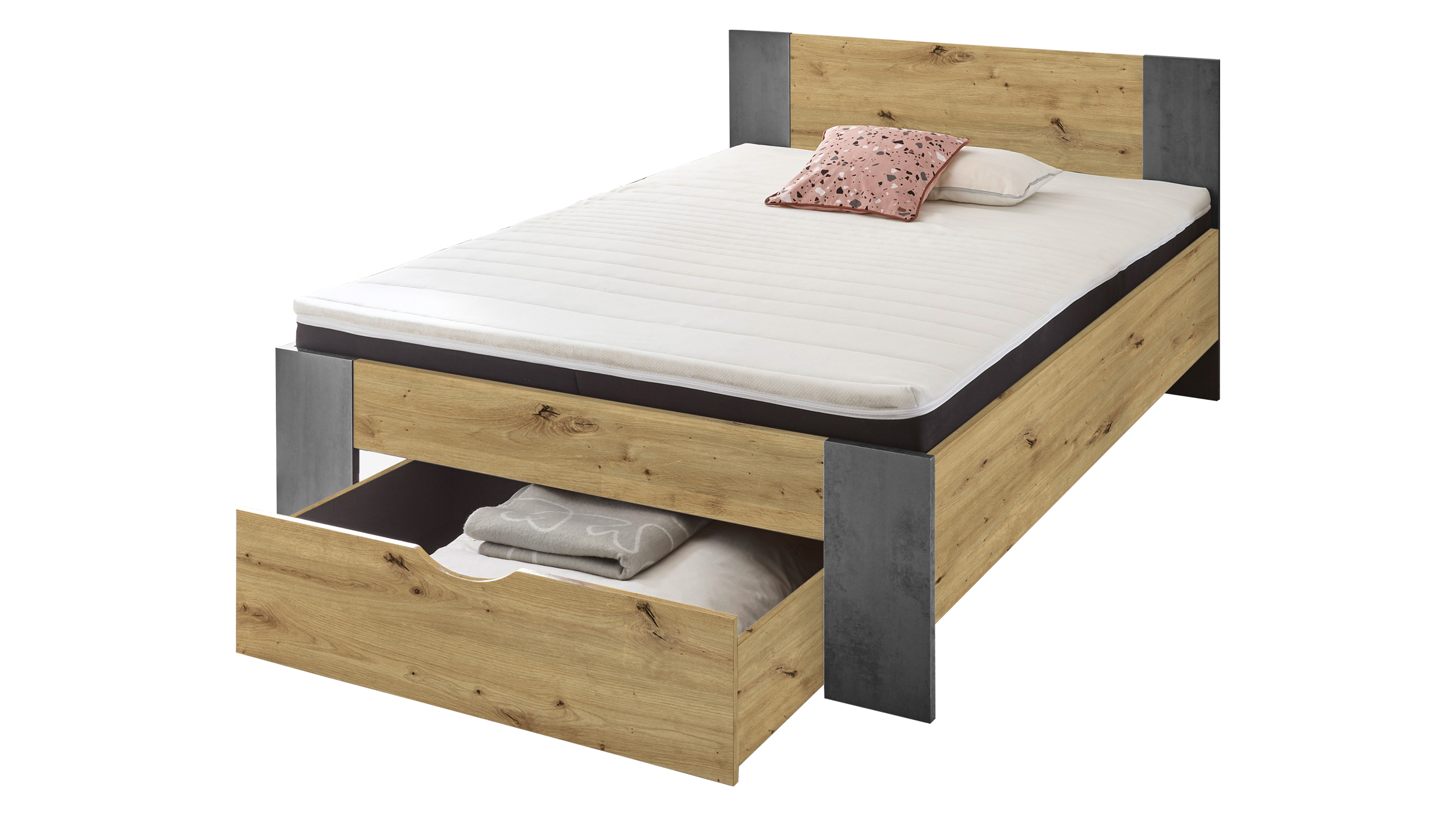 Jugendbett 140 x 200 cm Artisan Eiche mit Bettkasten - MARTIN Jugendbett 140 x 200 cm Artisan Eiche mit Bettkasten - MARTIN