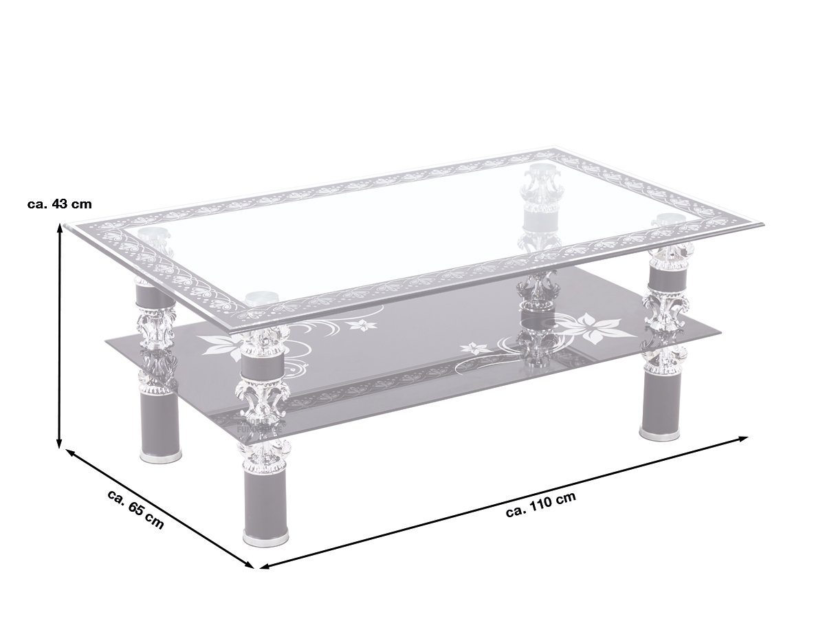 Couchtisch schwarz 110 x 65 cm Wohnzimmertisch - IVO