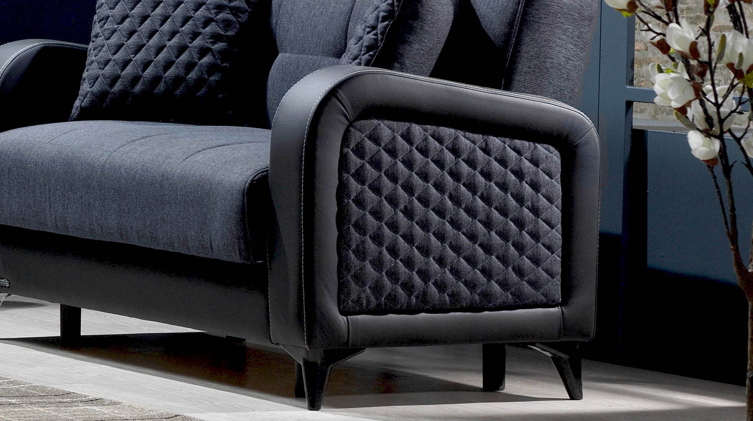 Einzelsofa 2-Sitzer anthrazit Schlaffunktion 150 cm - RIZA