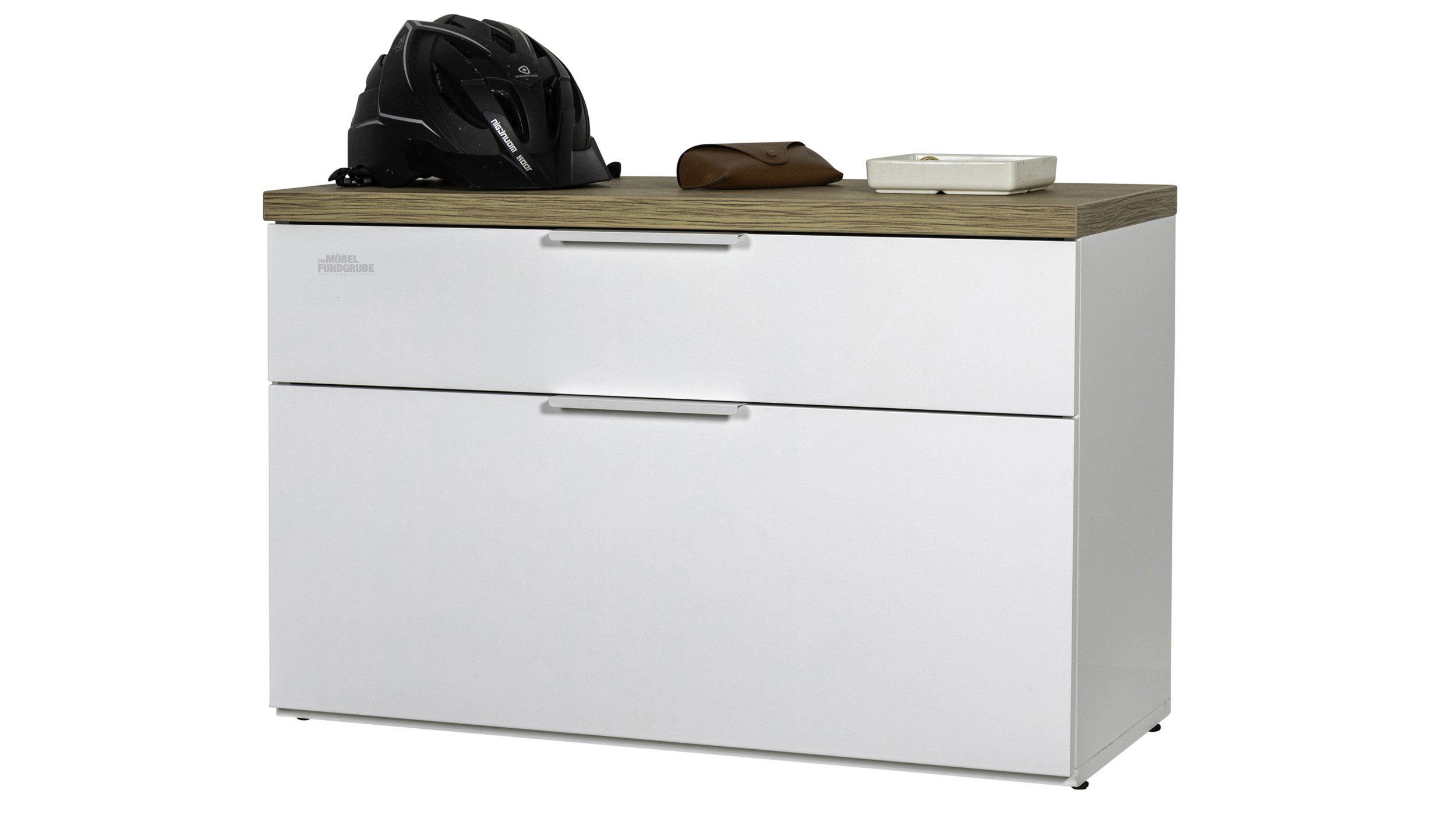 Garderobenbank weiß hochglanz - Eiche Riviera 82 cm - MUNDI Garderobenbank weiß hochglanz - Eiche Riviera 82 cm - MUNDI
