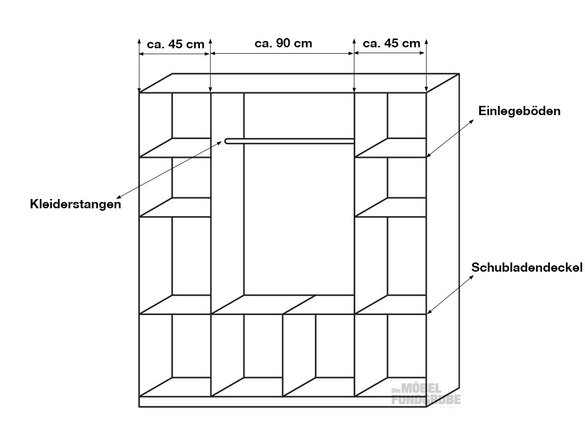 Kleiderschrank Sonoma Eiche 181 cm 4-türig - BOCHUM